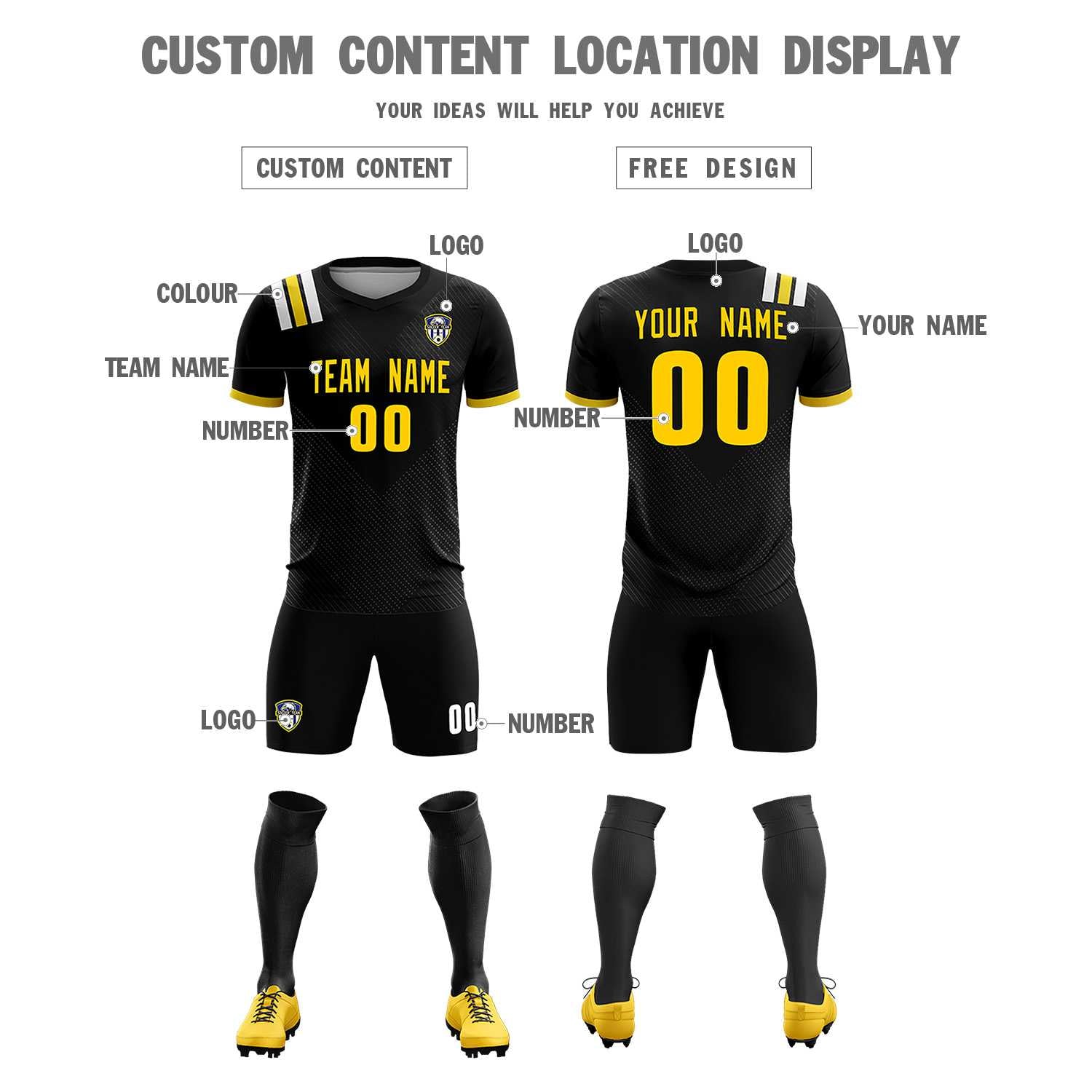Custom Black Striped Sportswear Soccer Tops/Sets Jersey For Adults