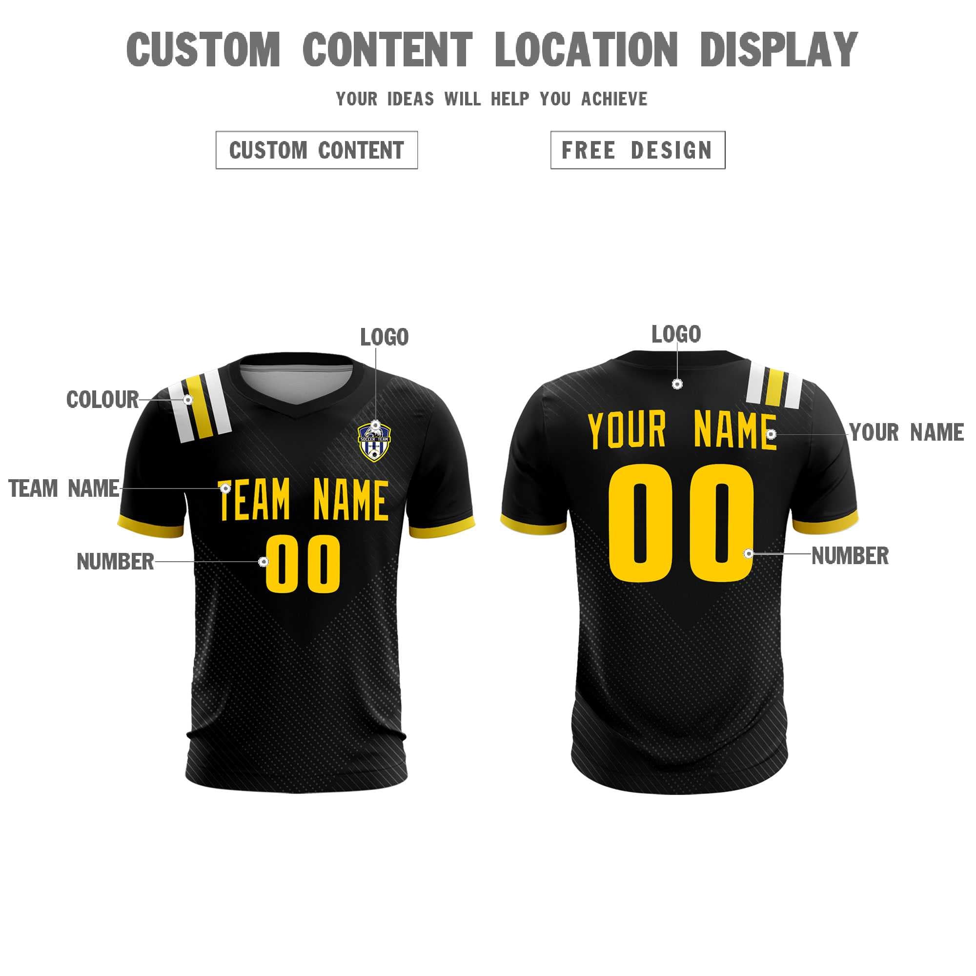 Custom Black Striped Sportswear Soccer Tops/Sets Jersey For Adults