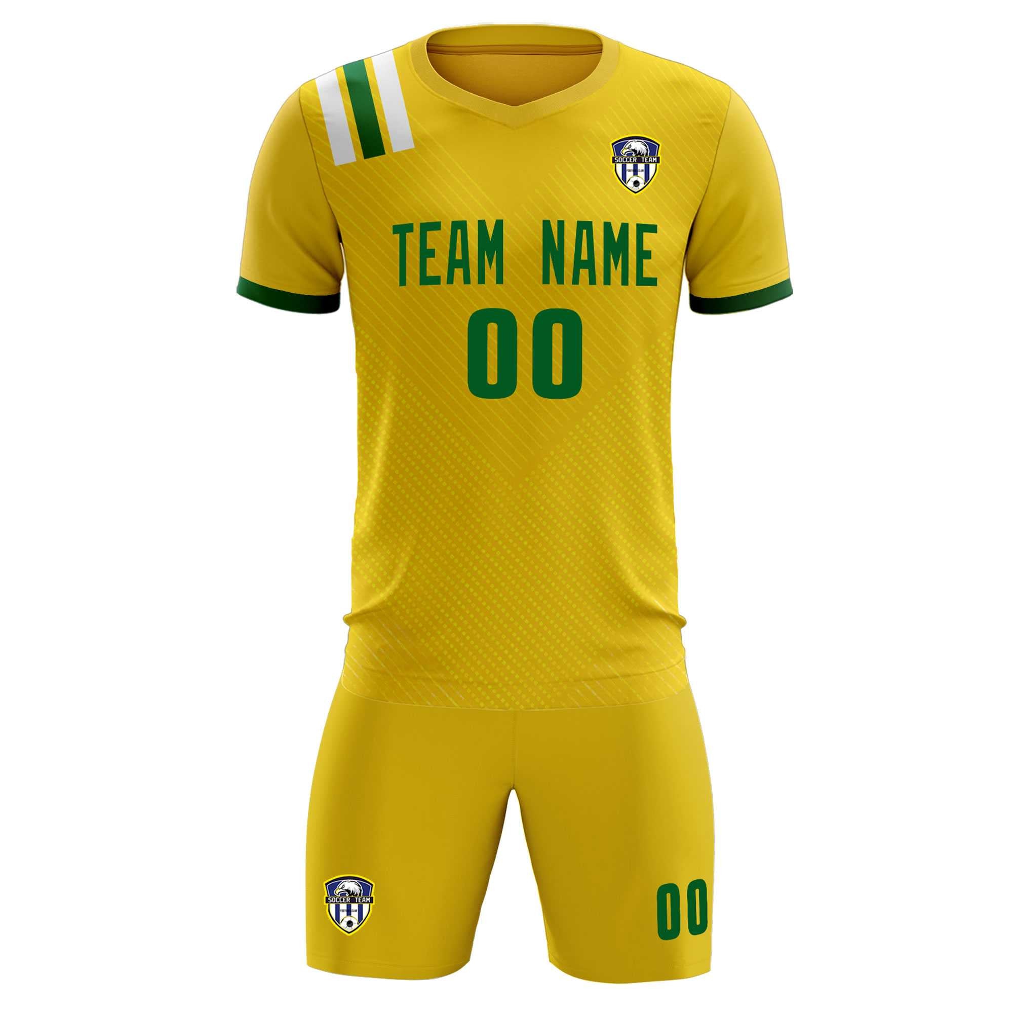 Custom Gold Striped Sportswear Soccer Tops/Sets Jersey For Adults