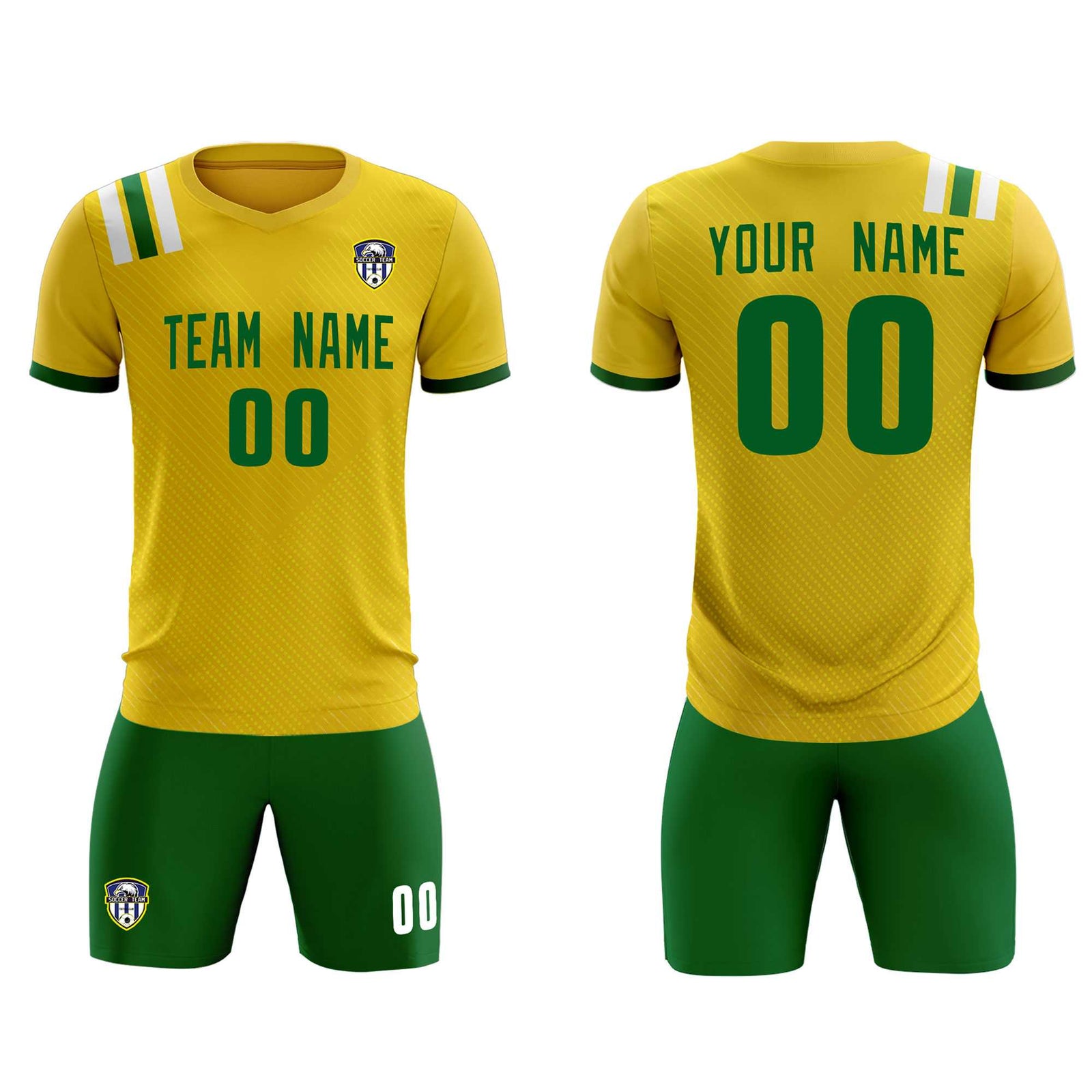 Custom Gold Striped Sportswear Soccer Tops/Sets Jersey For Adults