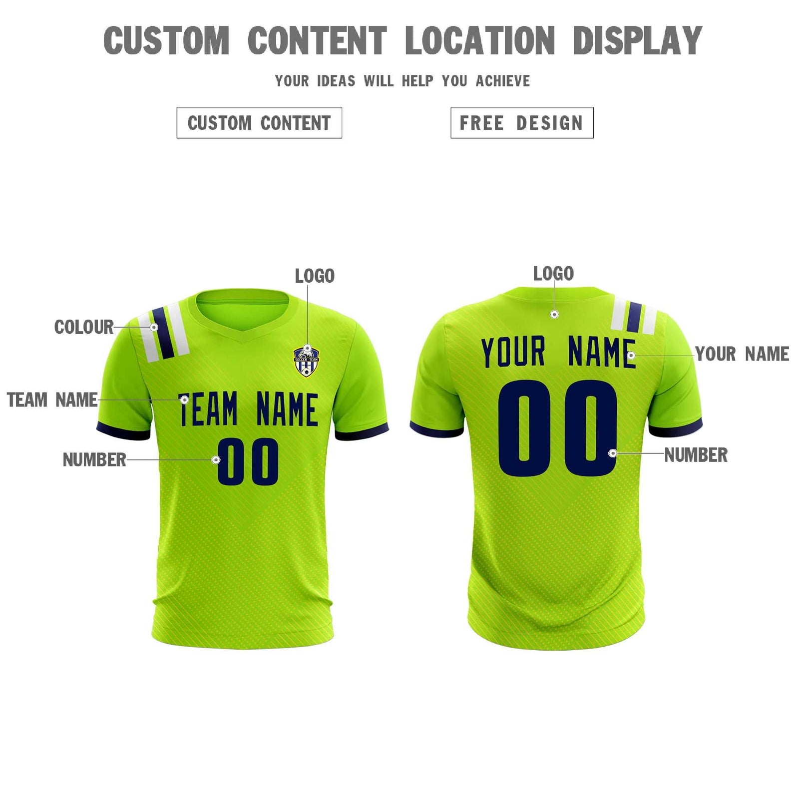 Custom Neon Green Striped Sportswear Soccer Tops/Sets Jersey For Adults