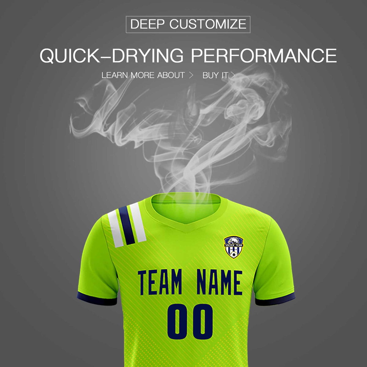 Custom Neon Green Striped Sportswear Soccer Tops/Sets Jersey For Adults