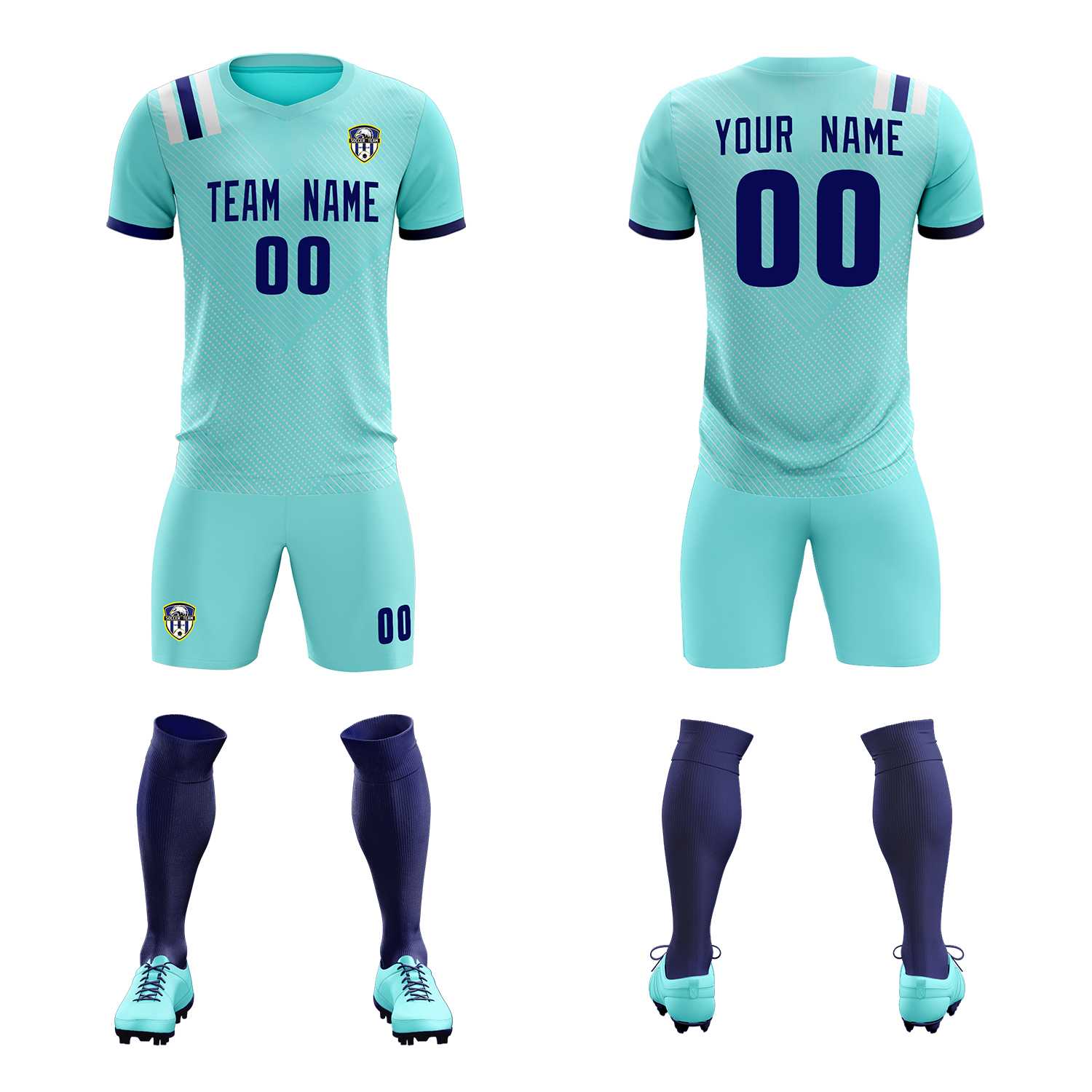 Custom Sky Blue Striped Sportswear Soccer Tops/Sets Jersey For Adults