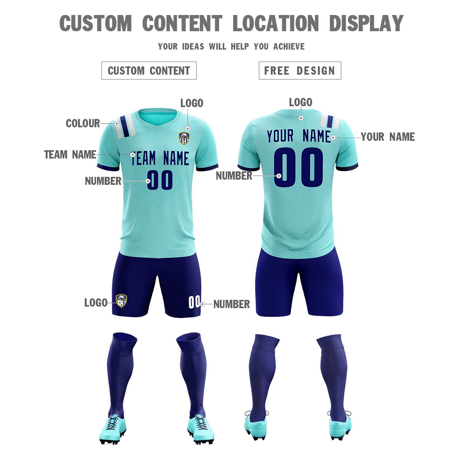 Custom Sky Blue Striped Sportswear Soccer Tops/Sets Jersey For Adults