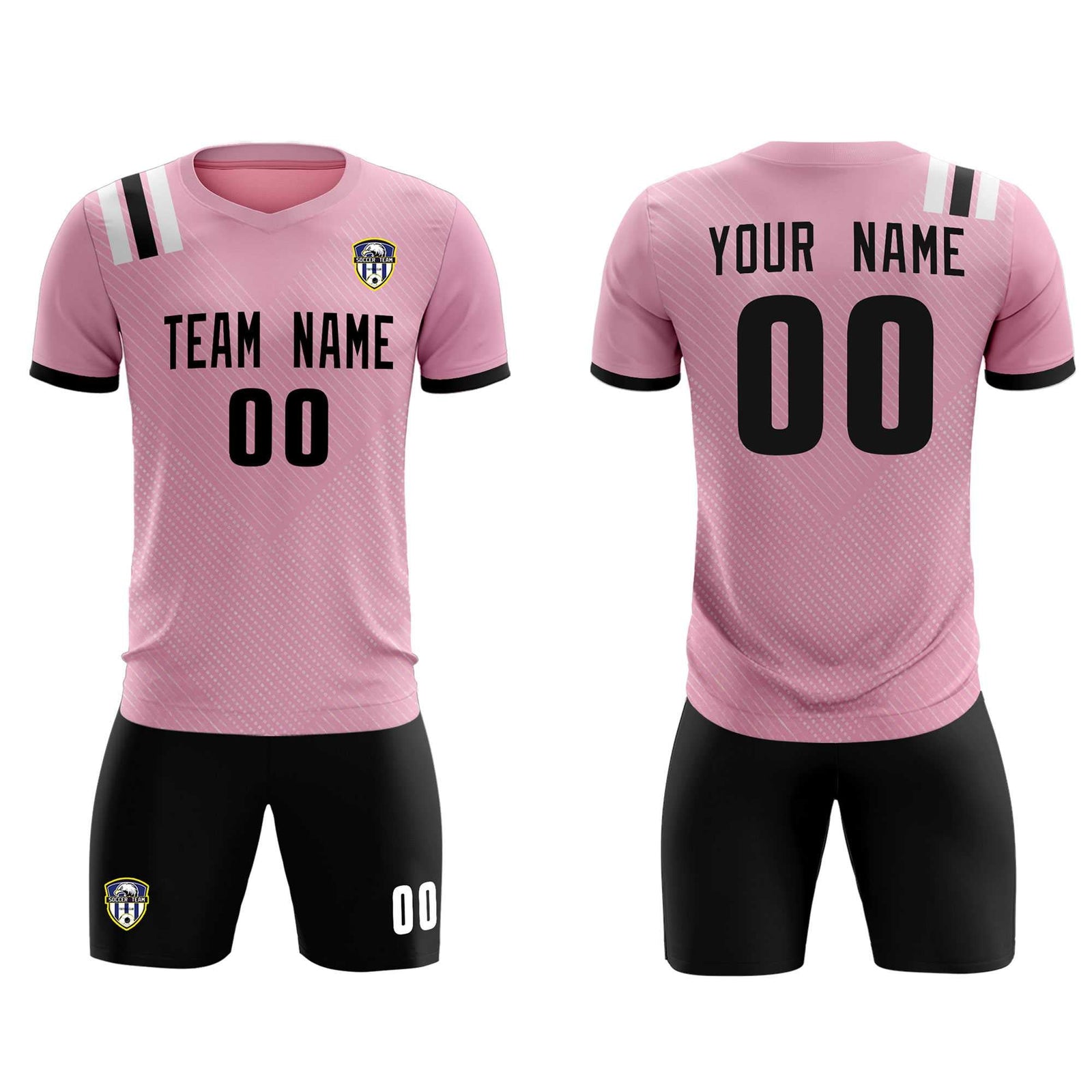 Custom Pink Striped Sportswear Soccer Tops/Sets Jersey For Adults