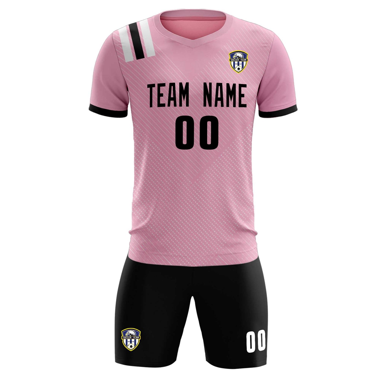 Custom Pink Striped Sportswear Soccer Tops/Sets Jersey For Adults