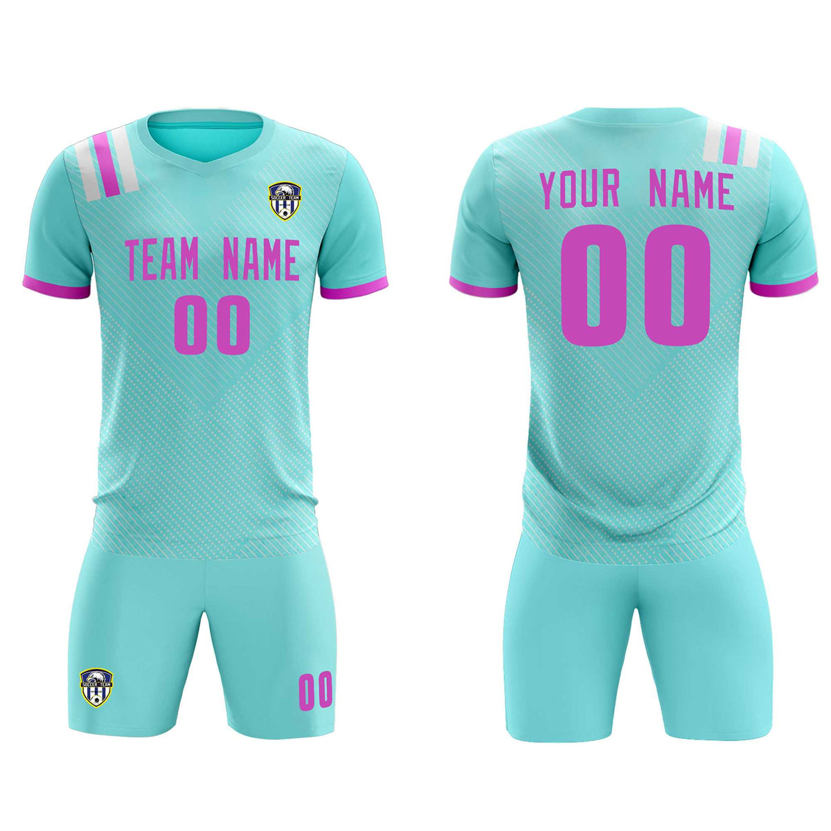 Custom Light Blue Striped Sportswear Soccer Tops/Sets Jersey For Adults