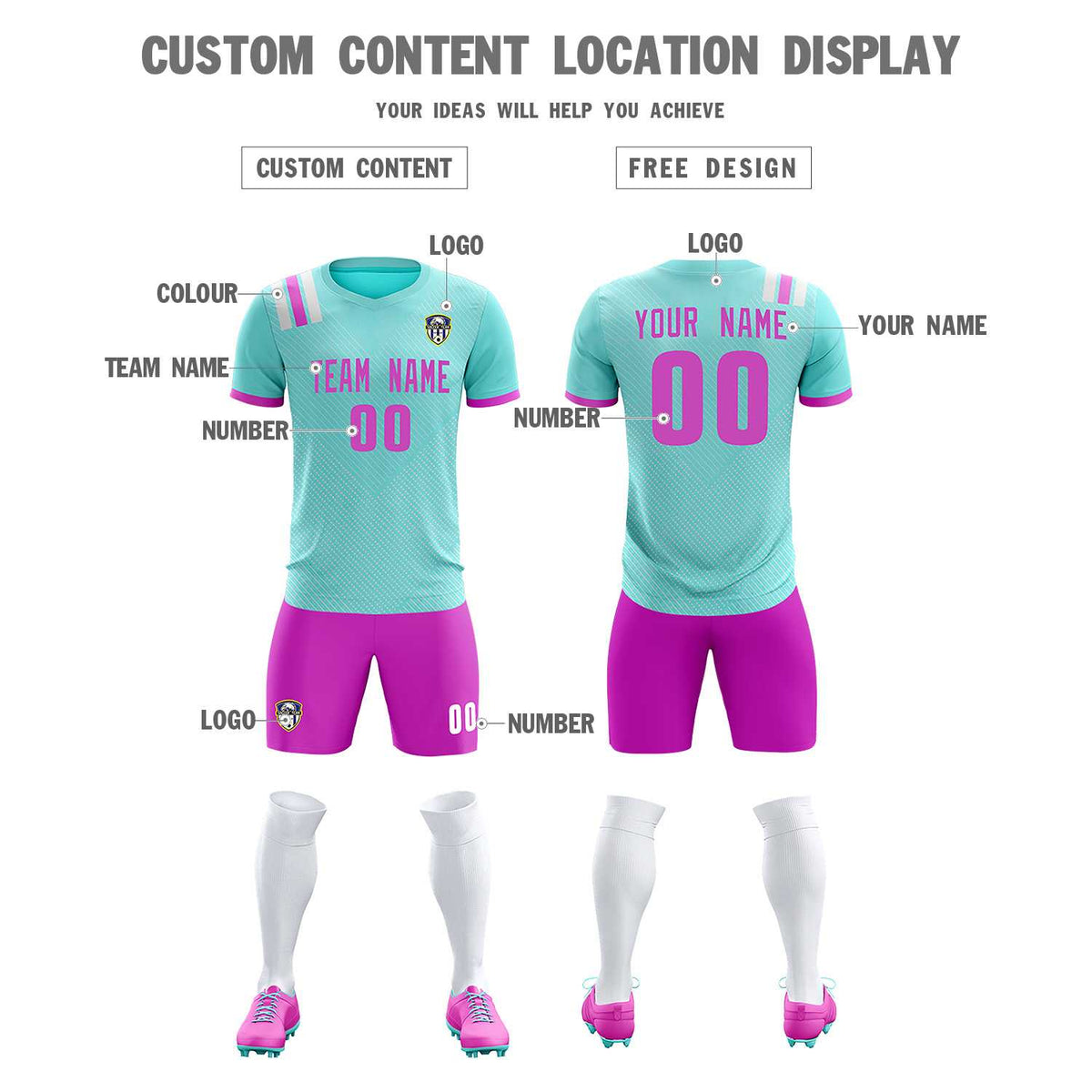 Custom Light Blue Striped Sportswear Soccer Tops/Sets Jersey For Adults