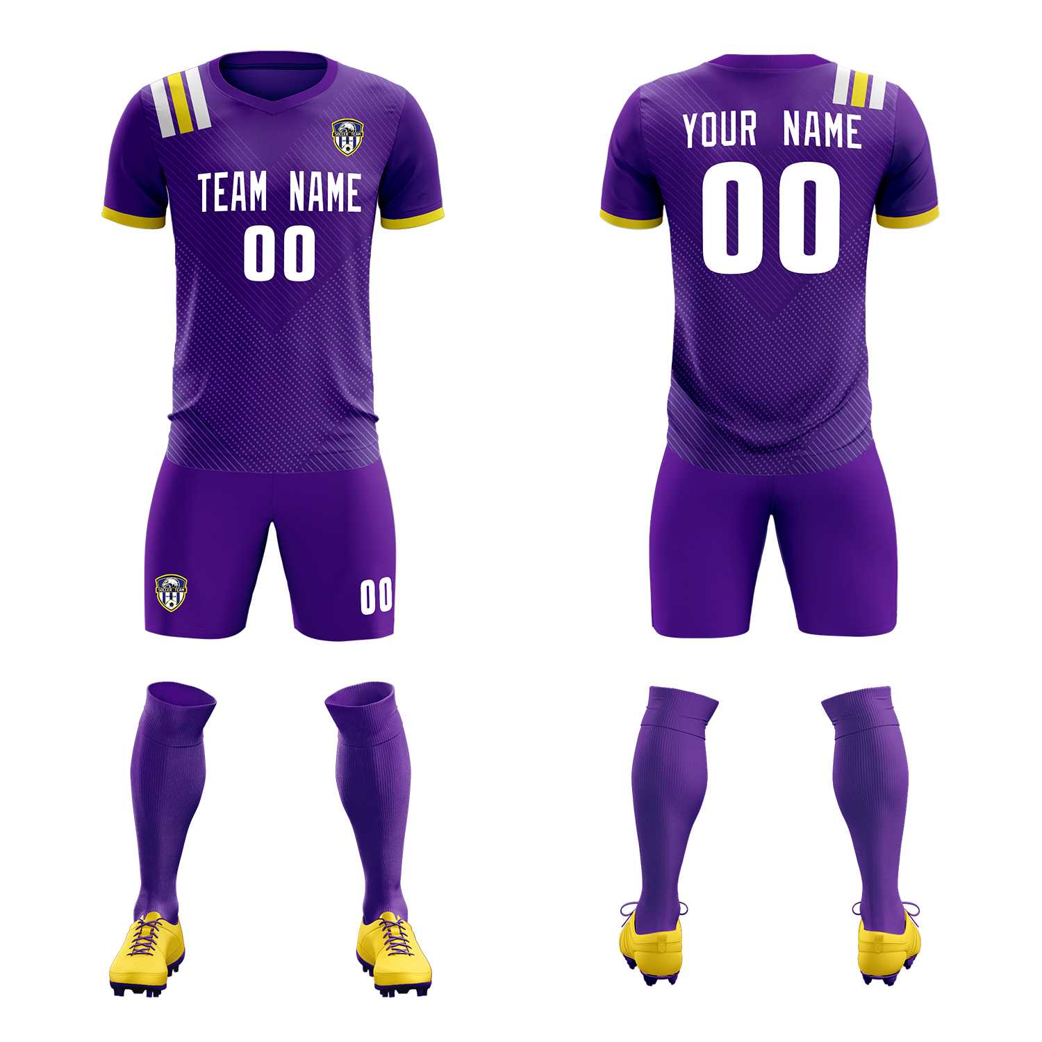 Custom Purple Striped Sportswear Soccer Tops/Sets Jersey For Adults