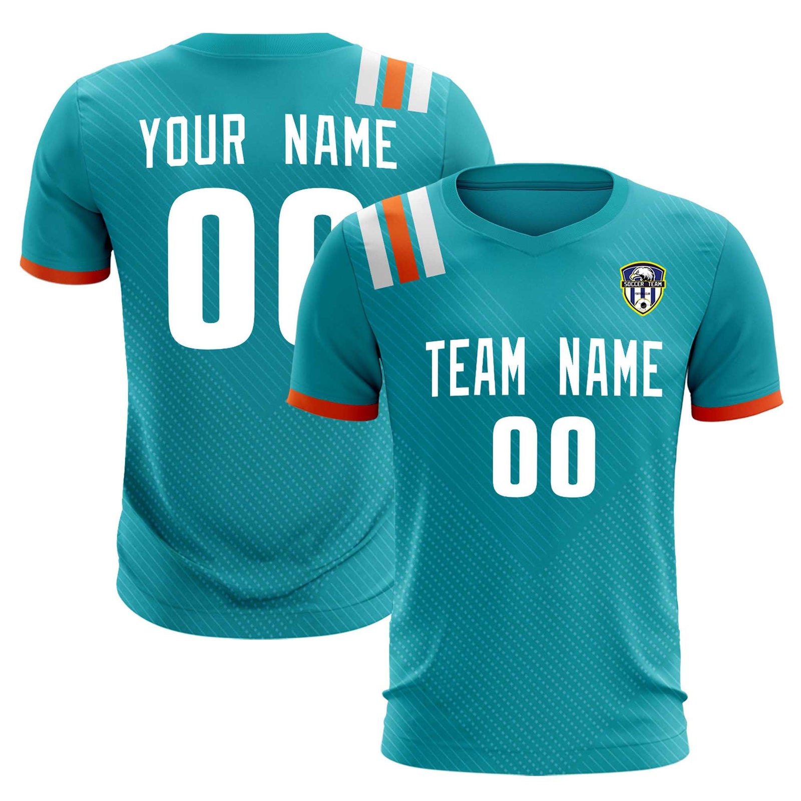 Custom Aqua Striped Sportswear Soccer Tops/Sets Jersey For Adults