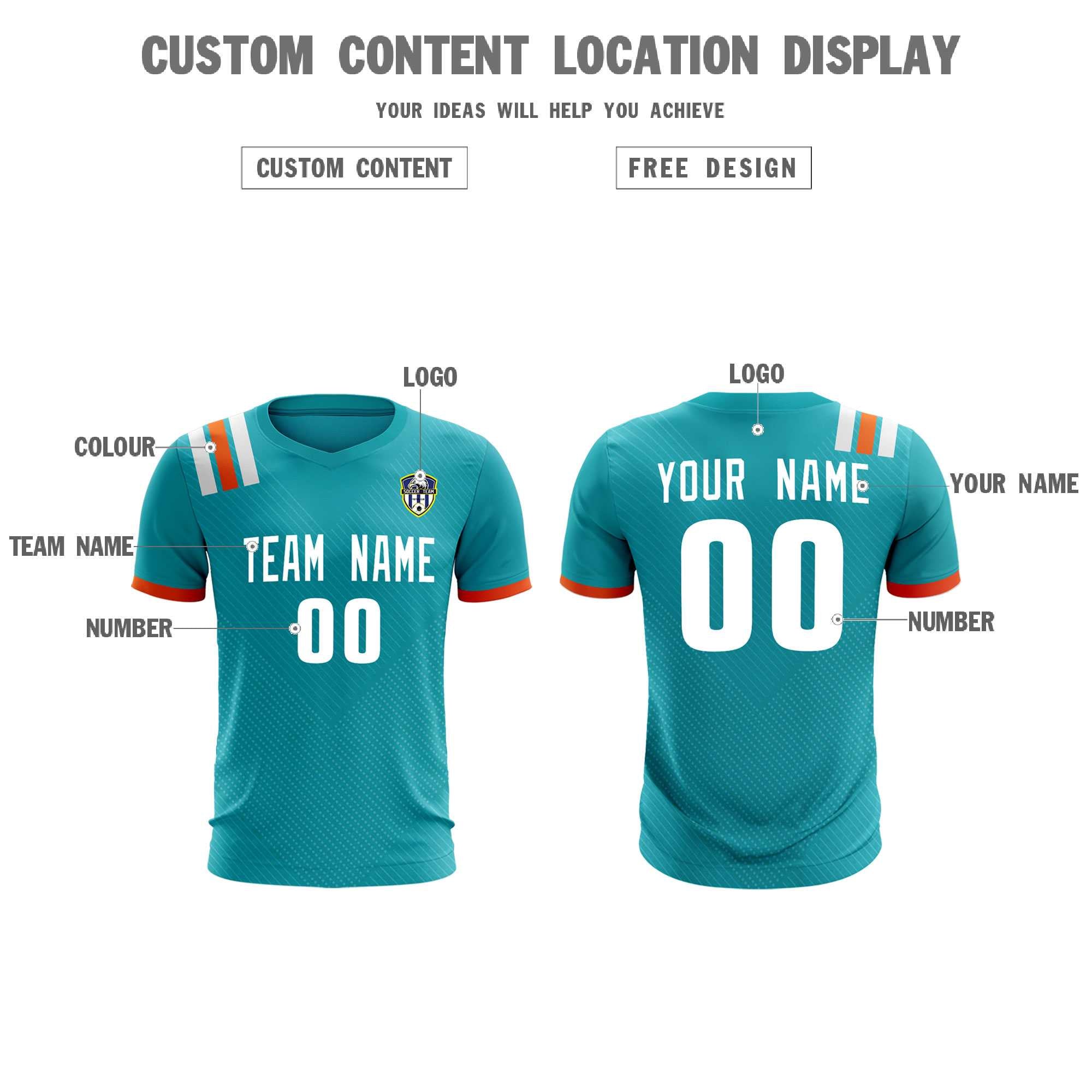 Custom Aqua Striped Sportswear Soccer Tops/Sets Jersey For Adults