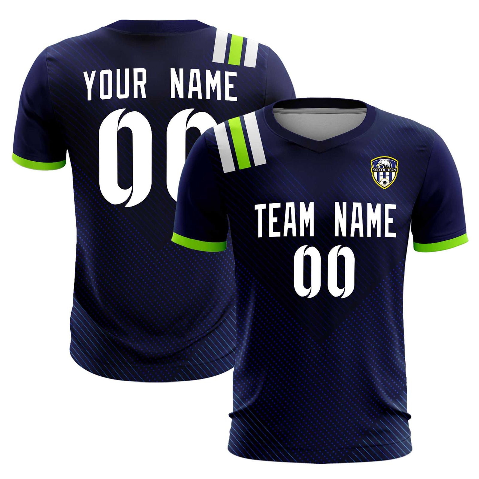 Custom Navy Striped Sportswear Soccer Tops/Sets Jersey For Adults