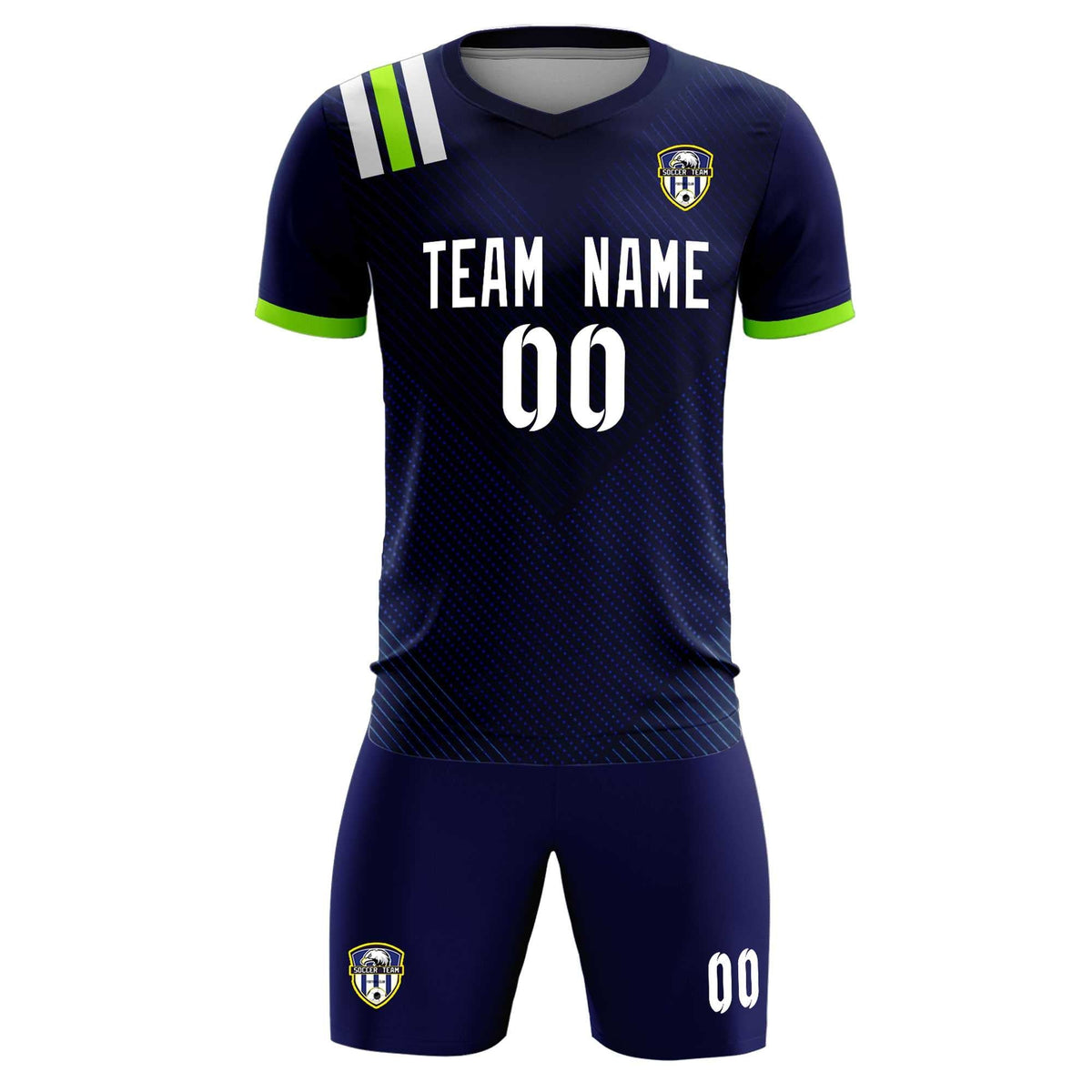 Custom Navy Striped Sportswear Soccer Tops/Sets Jersey For Adults