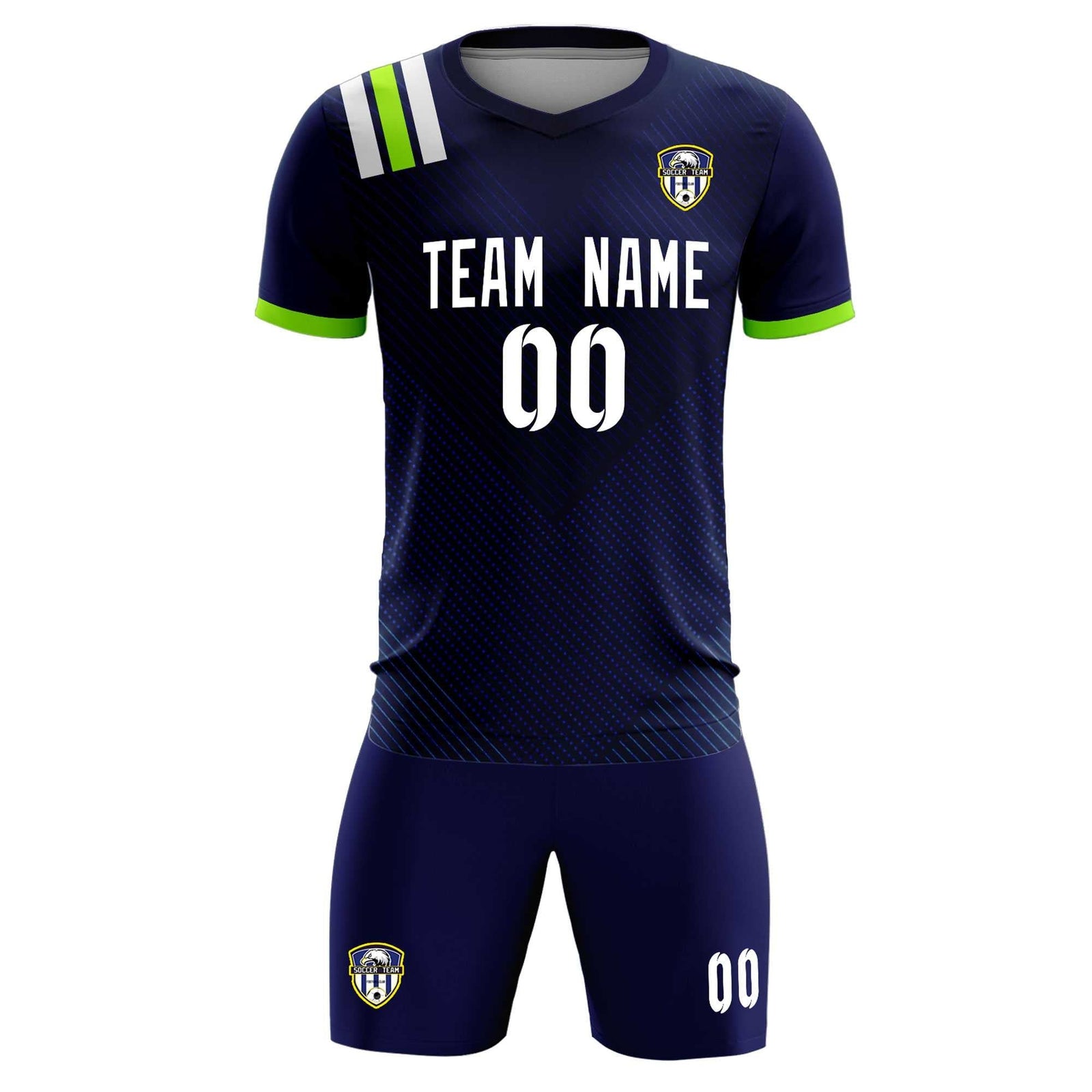 Custom Navy Striped Sportswear Soccer Tops/Sets Jersey For Adults