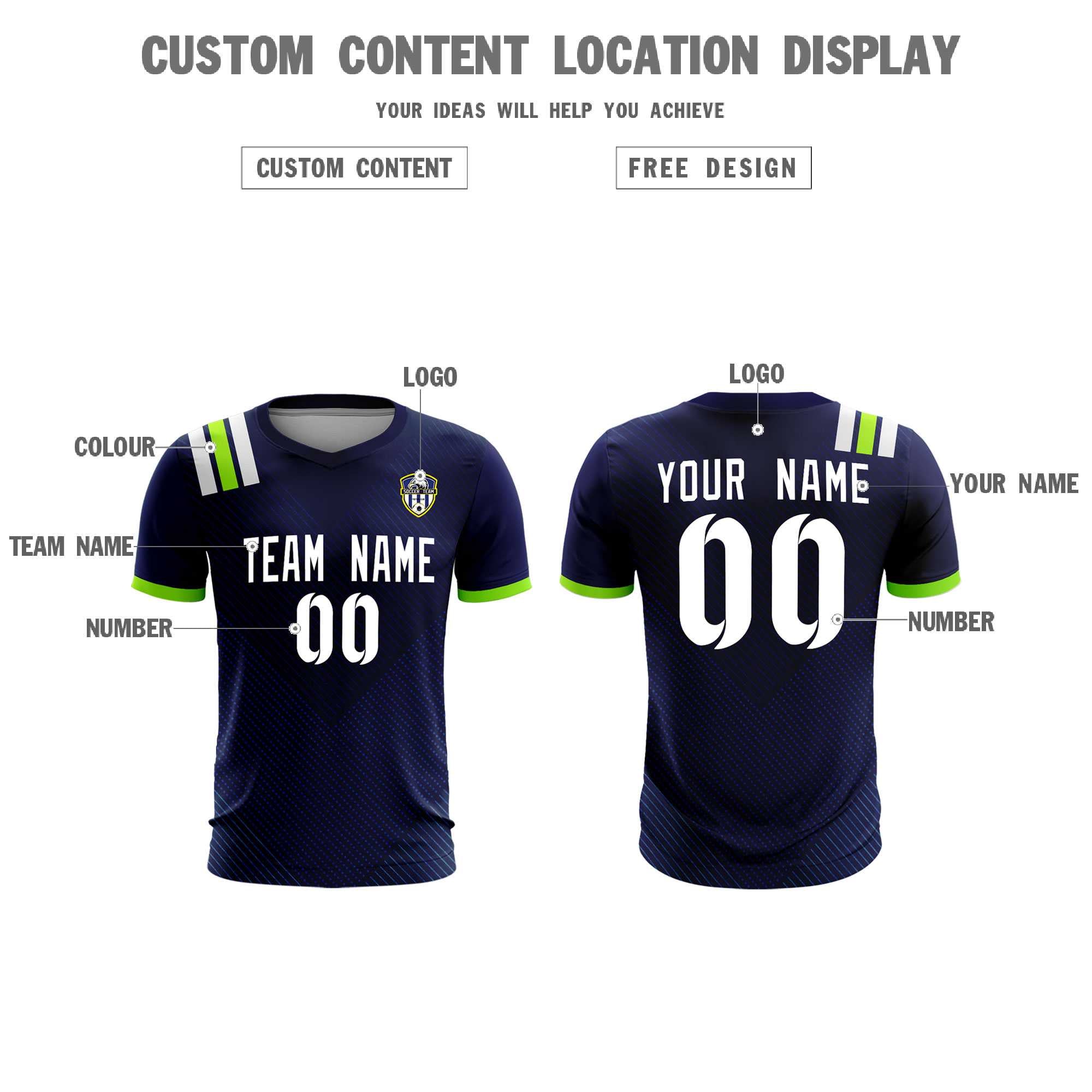 Custom Navy Striped Sportswear Soccer Tops/Sets Jersey For Adults