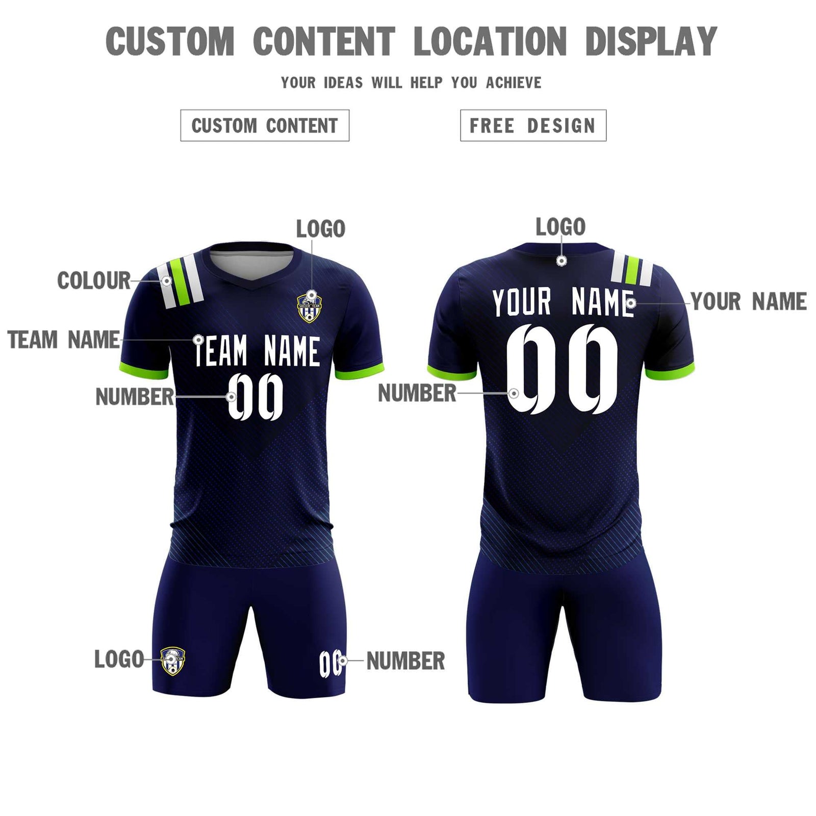 Custom Navy Striped Sportswear Soccer Tops/Sets Jersey For Adults