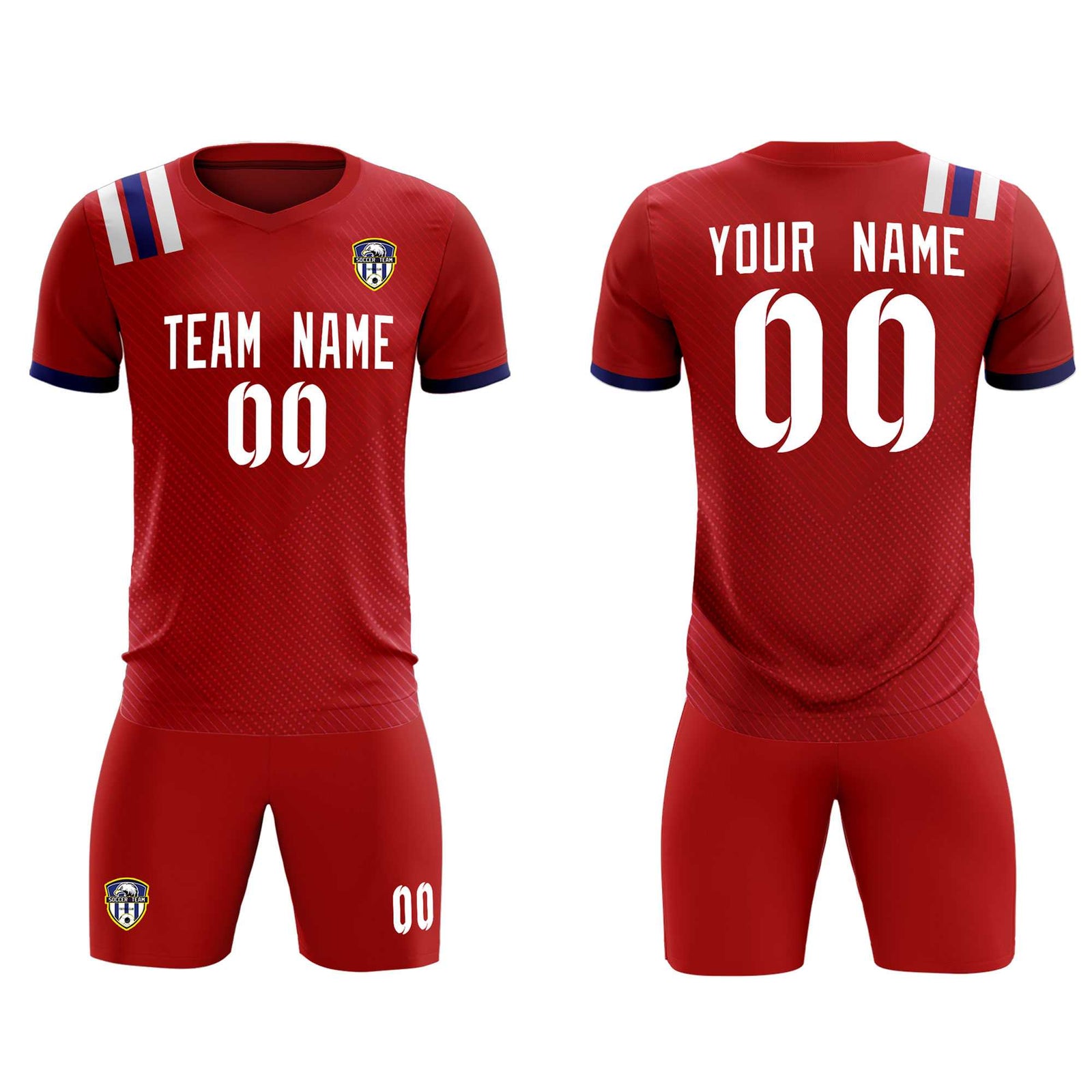 Custom Red Striped Sportswear Soccer Tops/Sets Jersey For Adults