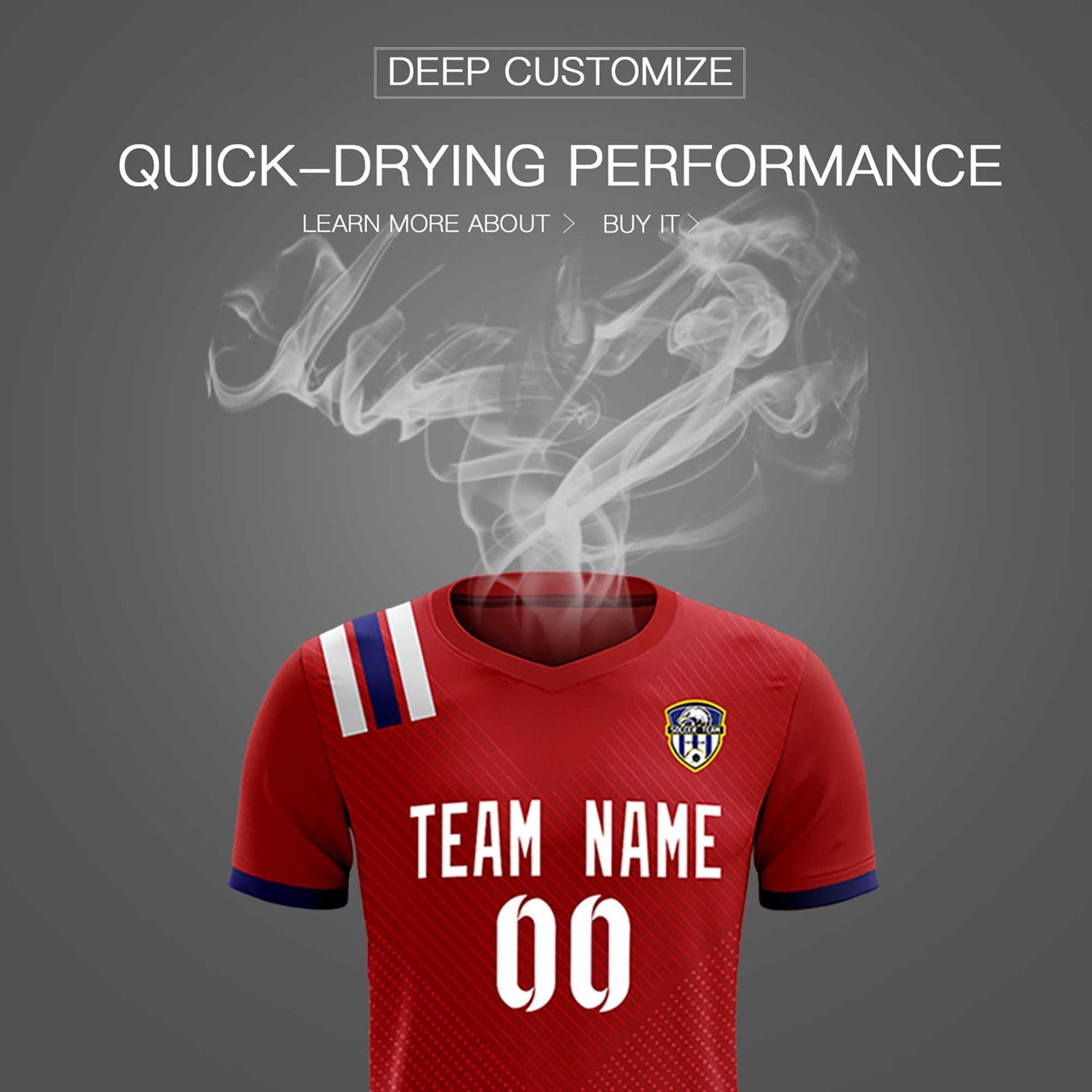 Custom Red Striped Sportswear Soccer Tops/Sets Jersey For Adults