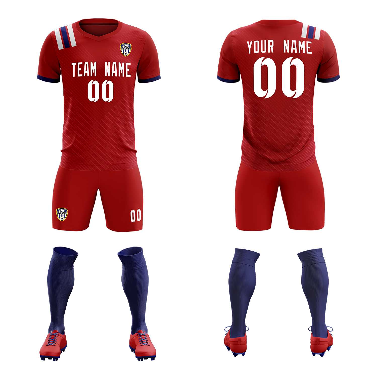 Custom Red Striped Sportswear Soccer Tops/Sets Jersey For Adults