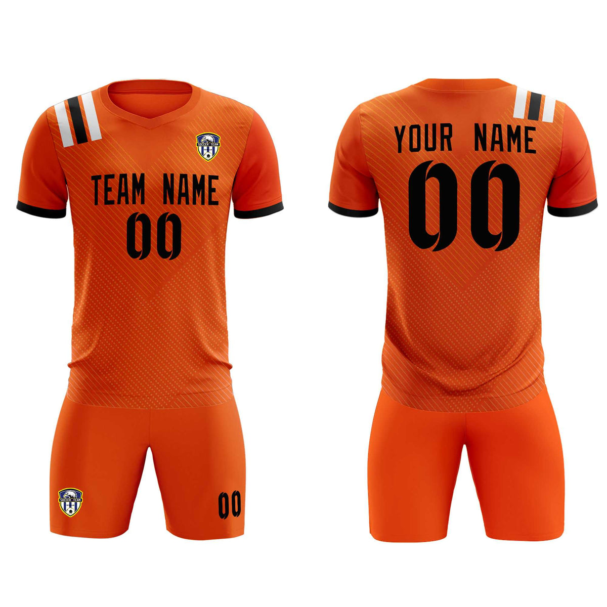 Custom Orange Striped Sportswear Soccer Tops/Sets Jersey For Adults