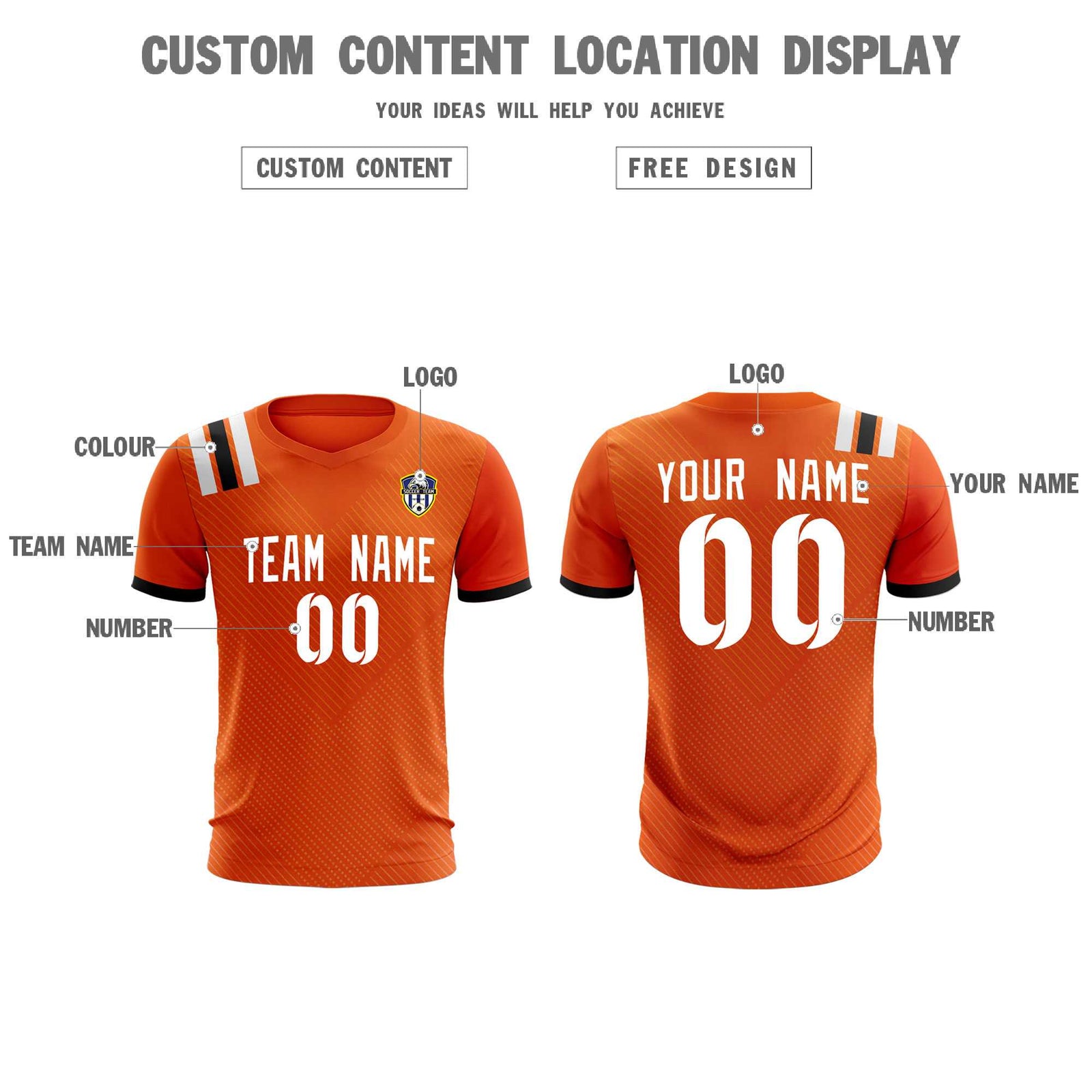 Custom Orange Striped Sportswear Soccer Tops/Sets Jersey For Adults