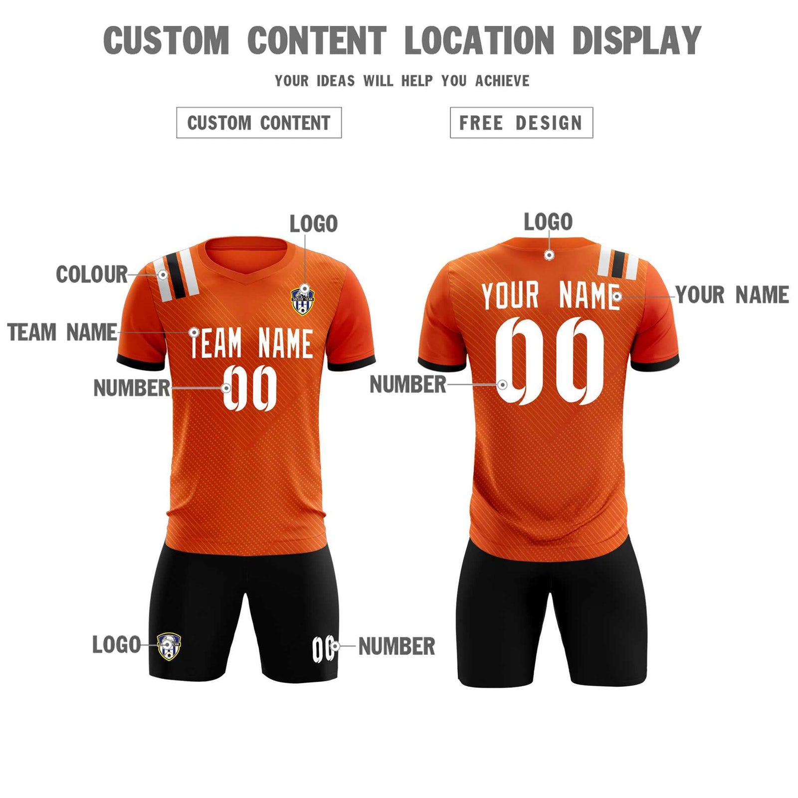 Custom Orange Striped Sportswear Soccer Tops/Sets Jersey For Adults