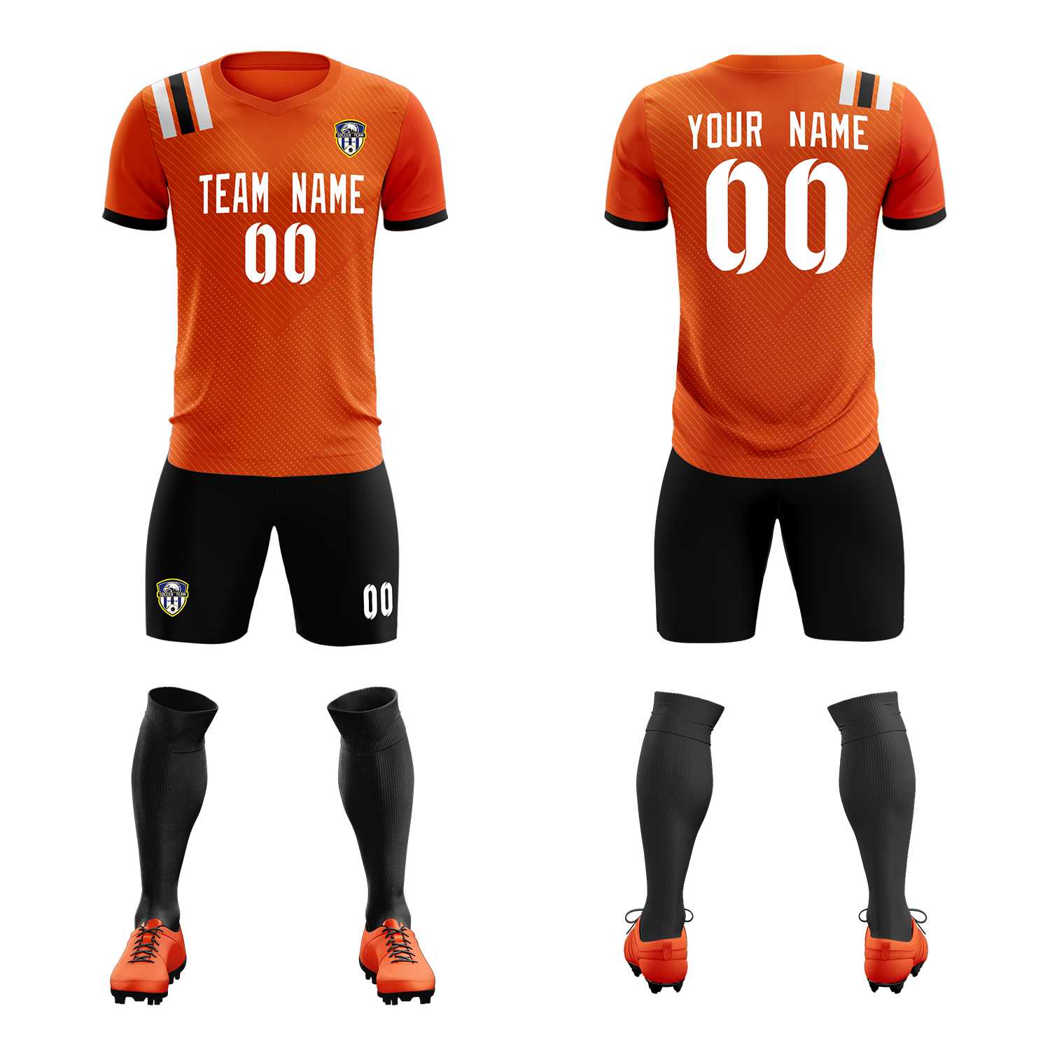 Custom Orange Striped Sportswear Soccer Tops/Sets Jersey For Adults