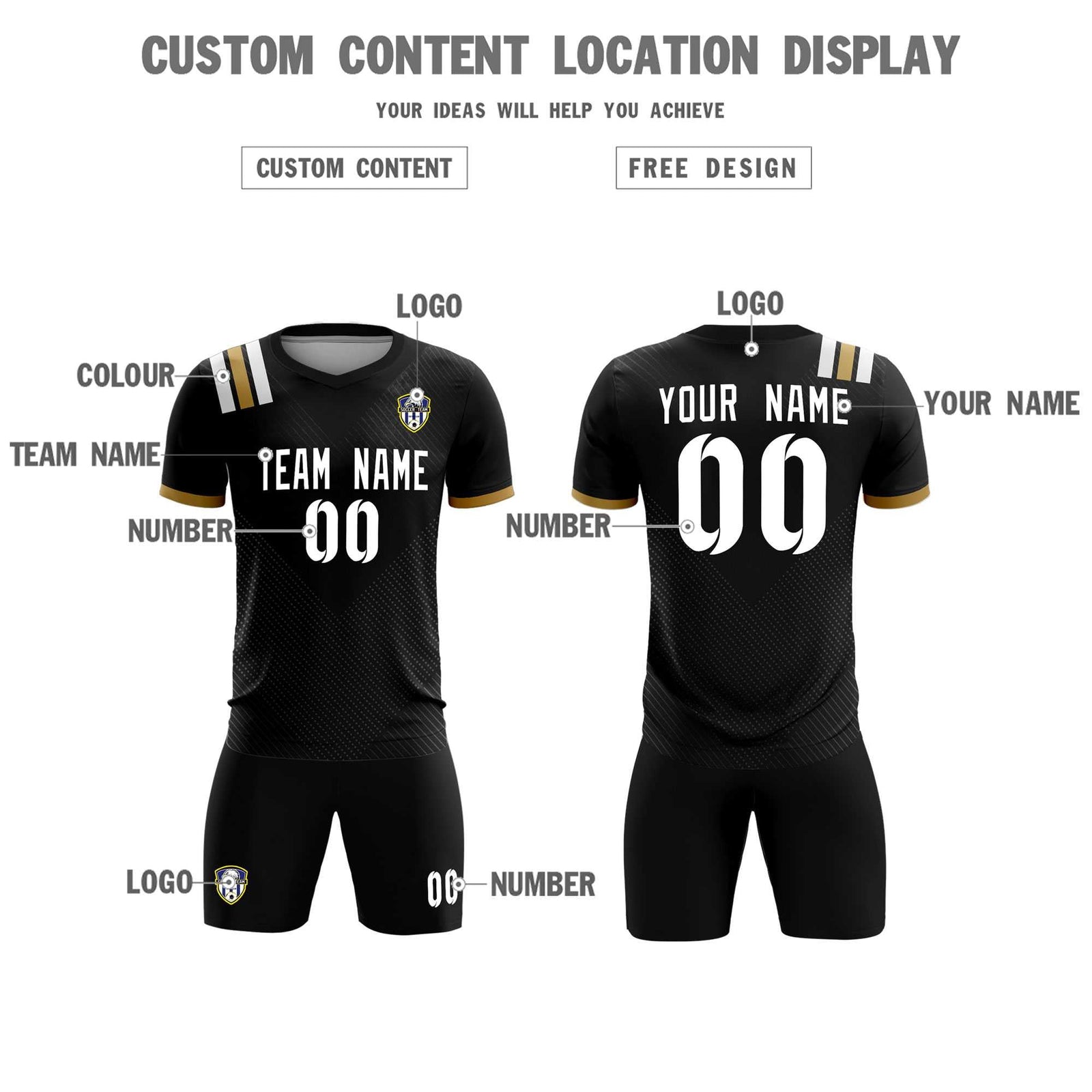 Custom Black Striped Sportswear Soccer Tops/Sets Jersey For Adults