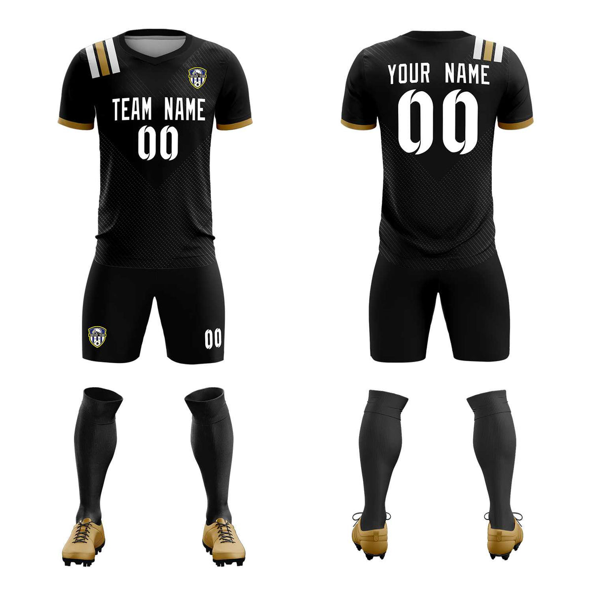 Custom Black Striped Sportswear Soccer Tops/Sets Jersey For Adults