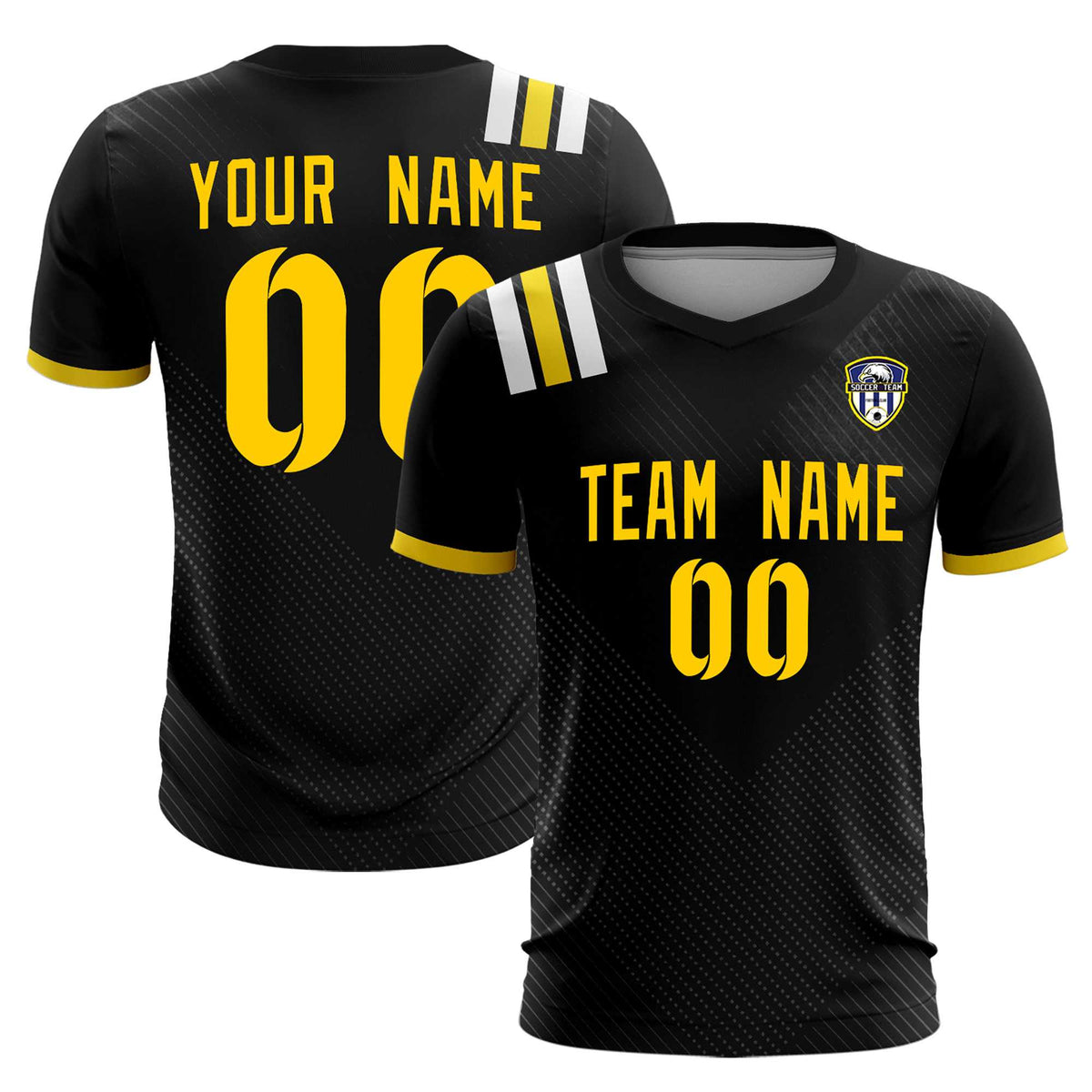 Custom Black Striped Sportswear Soccer Tops/Sets Jersey For Adults