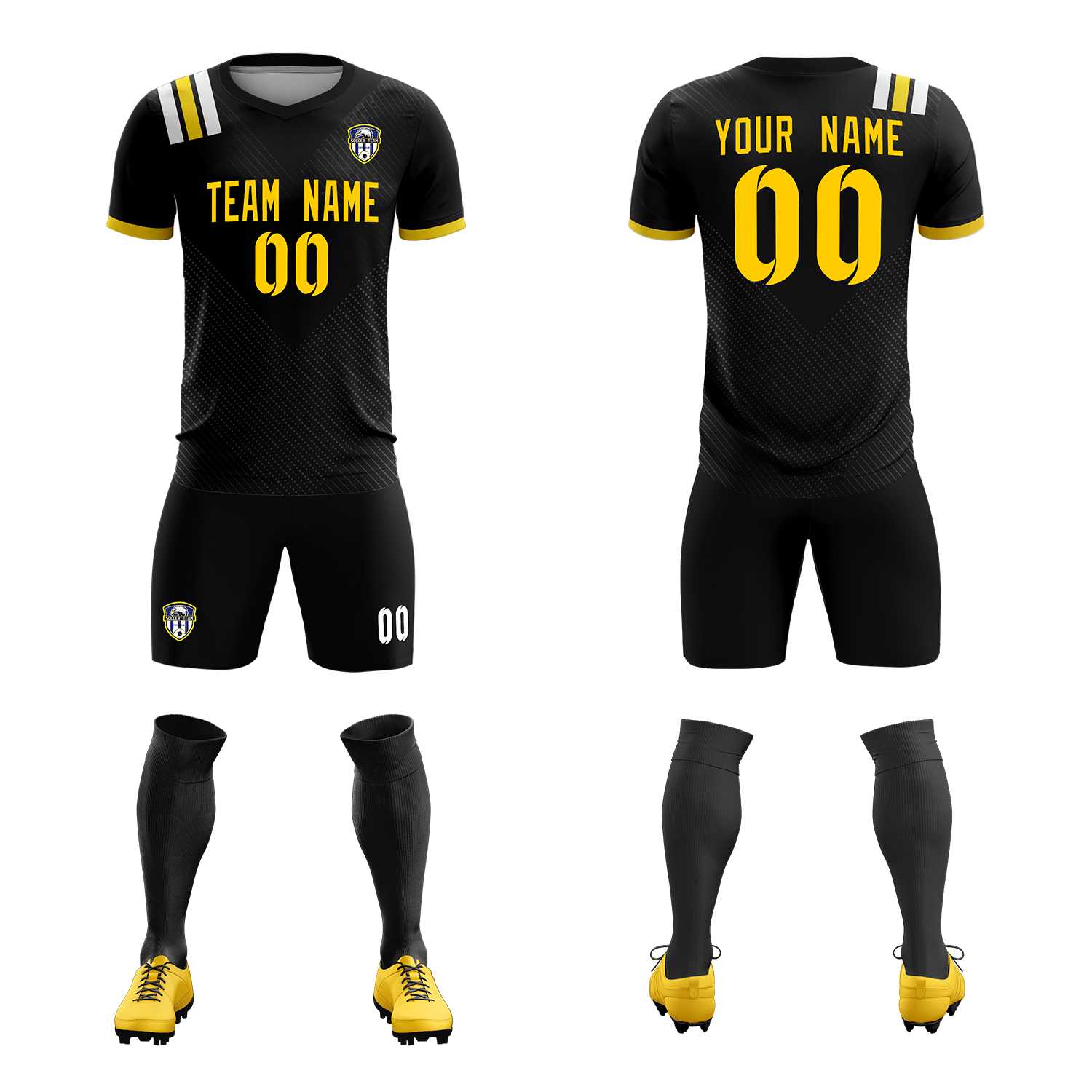 Custom Black Striped Sportswear Soccer Tops/Sets Jersey For Adults