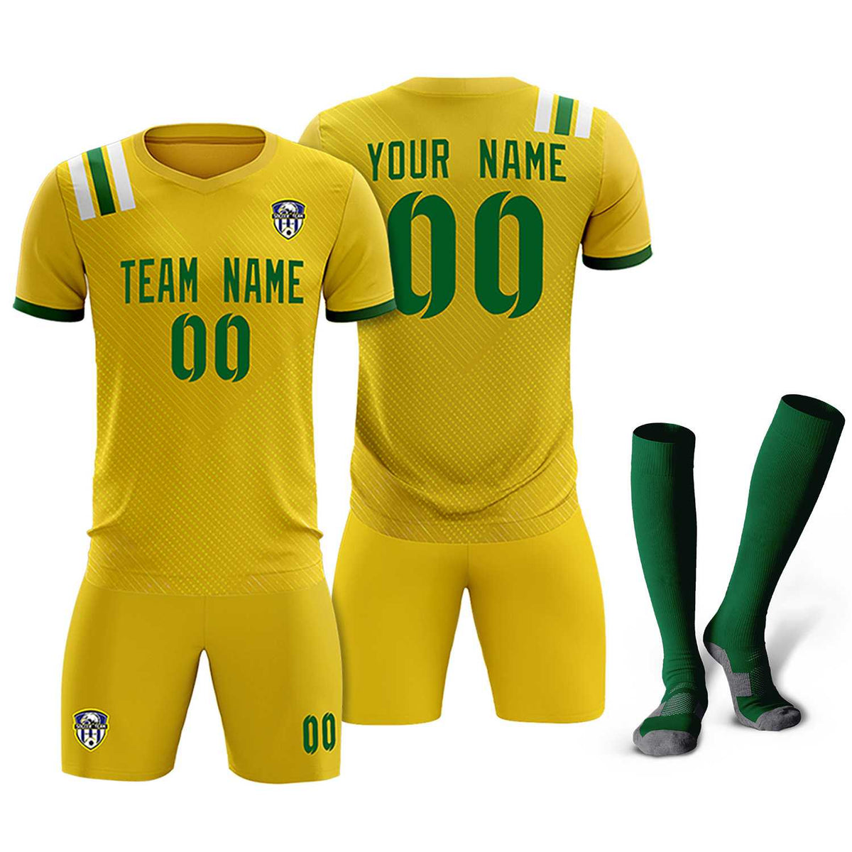 Custom Gold Striped Sportswear Soccer Tops/Sets Jersey For Adults