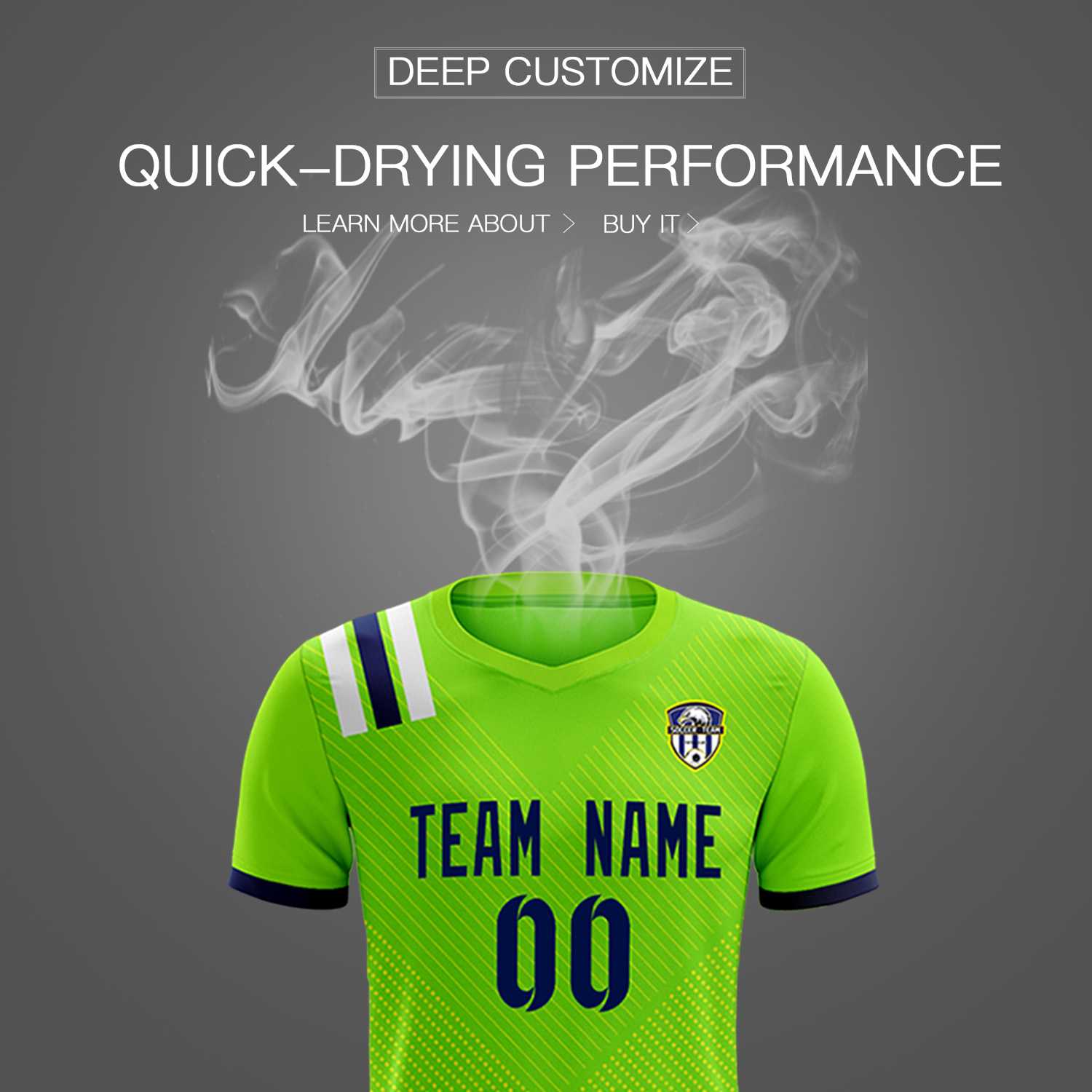 Custom Neon Green Striped Sportswear Soccer Tops/Sets Jersey For Adults