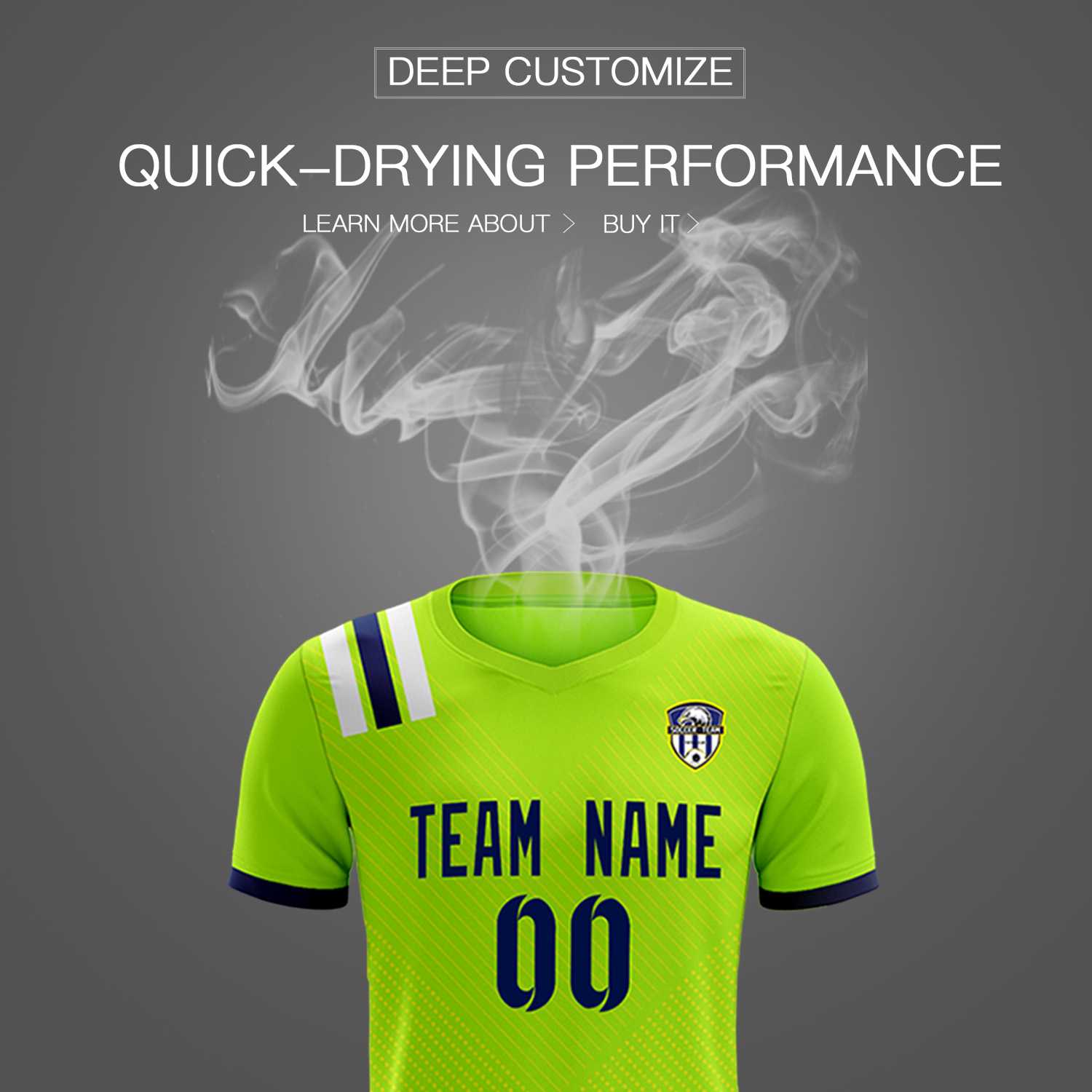 Custom Neon Green Striped Sportswear Soccer Tops/Sets Jersey For Adults