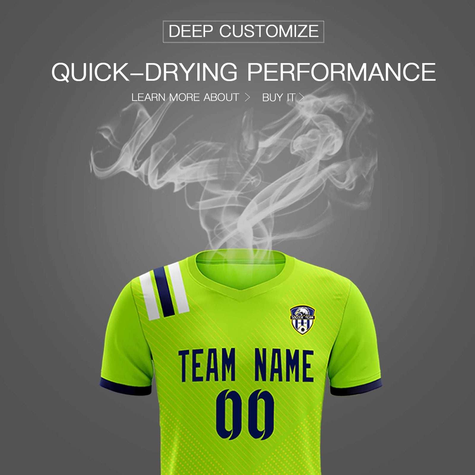 Custom Neon Green Striped Sportswear Soccer Tops/Sets Jersey For Adults