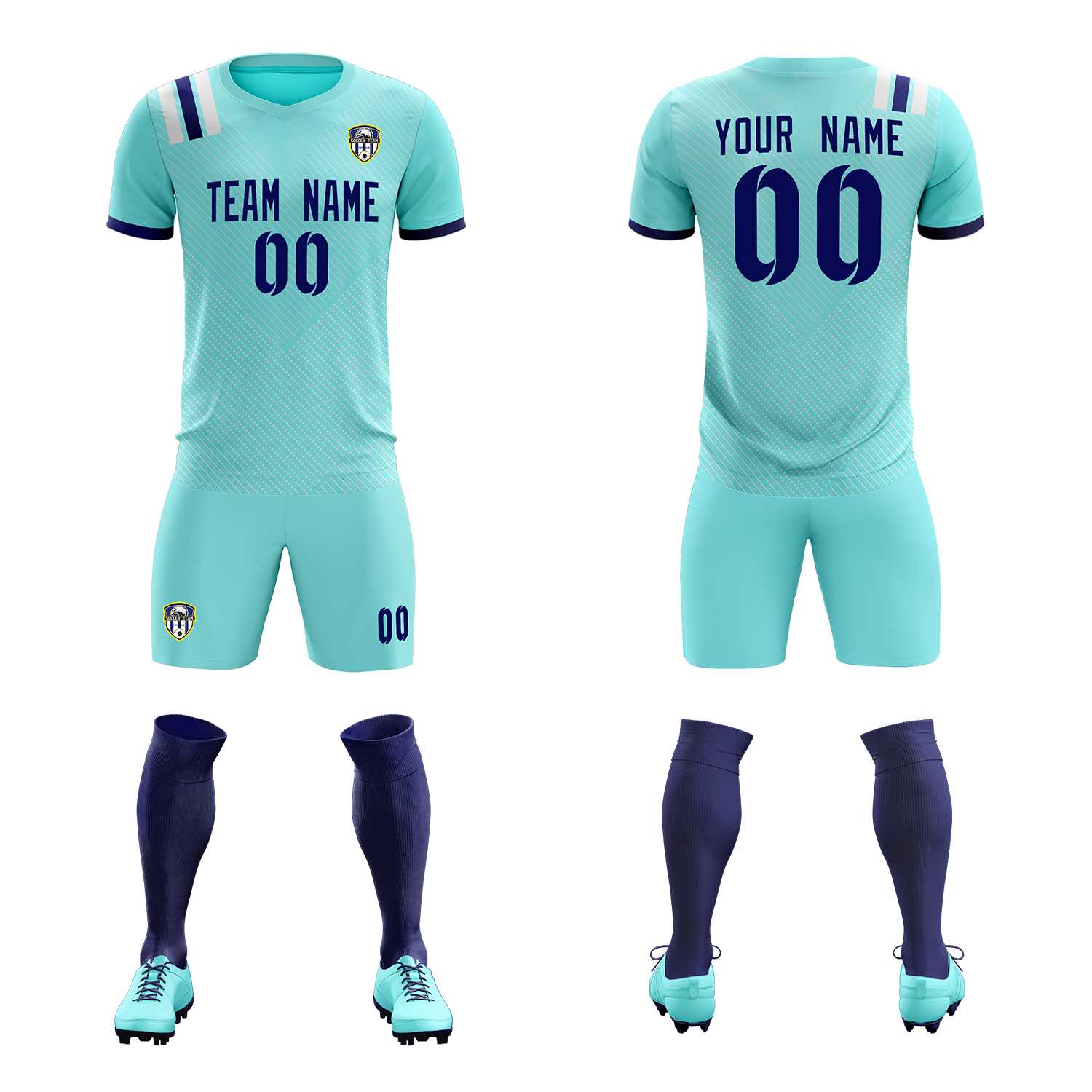 Custom Sky Blue Striped Sportswear Soccer Tops/Sets Jersey For Adults