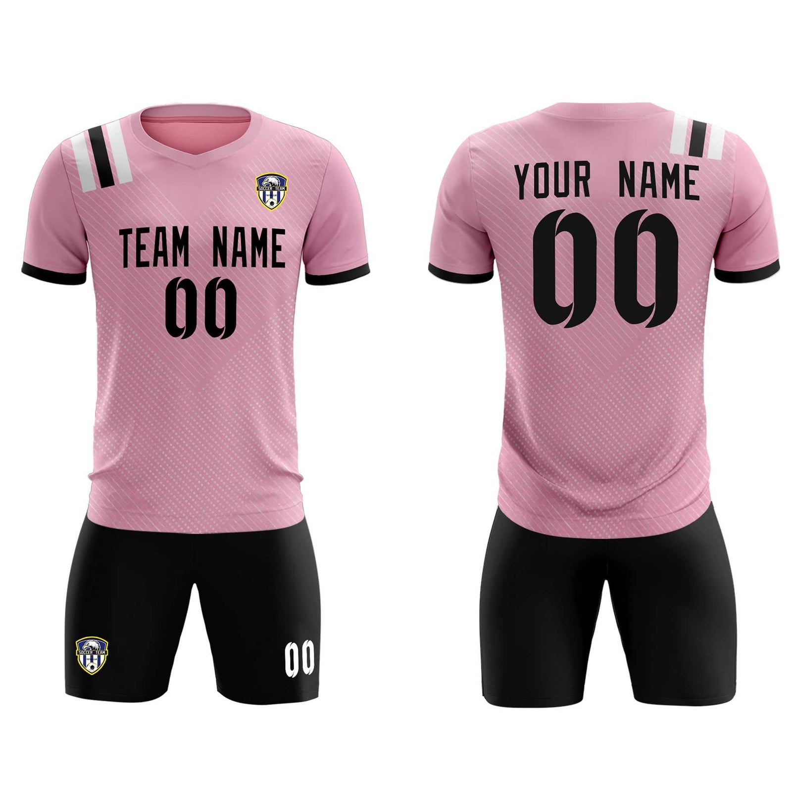 Custom Pink Striped Sportswear Soccer Tops/Sets Jersey For Adults