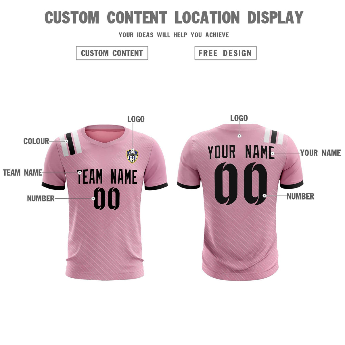 Custom Pink Striped Sportswear Soccer Tops/Sets Jersey For Adults