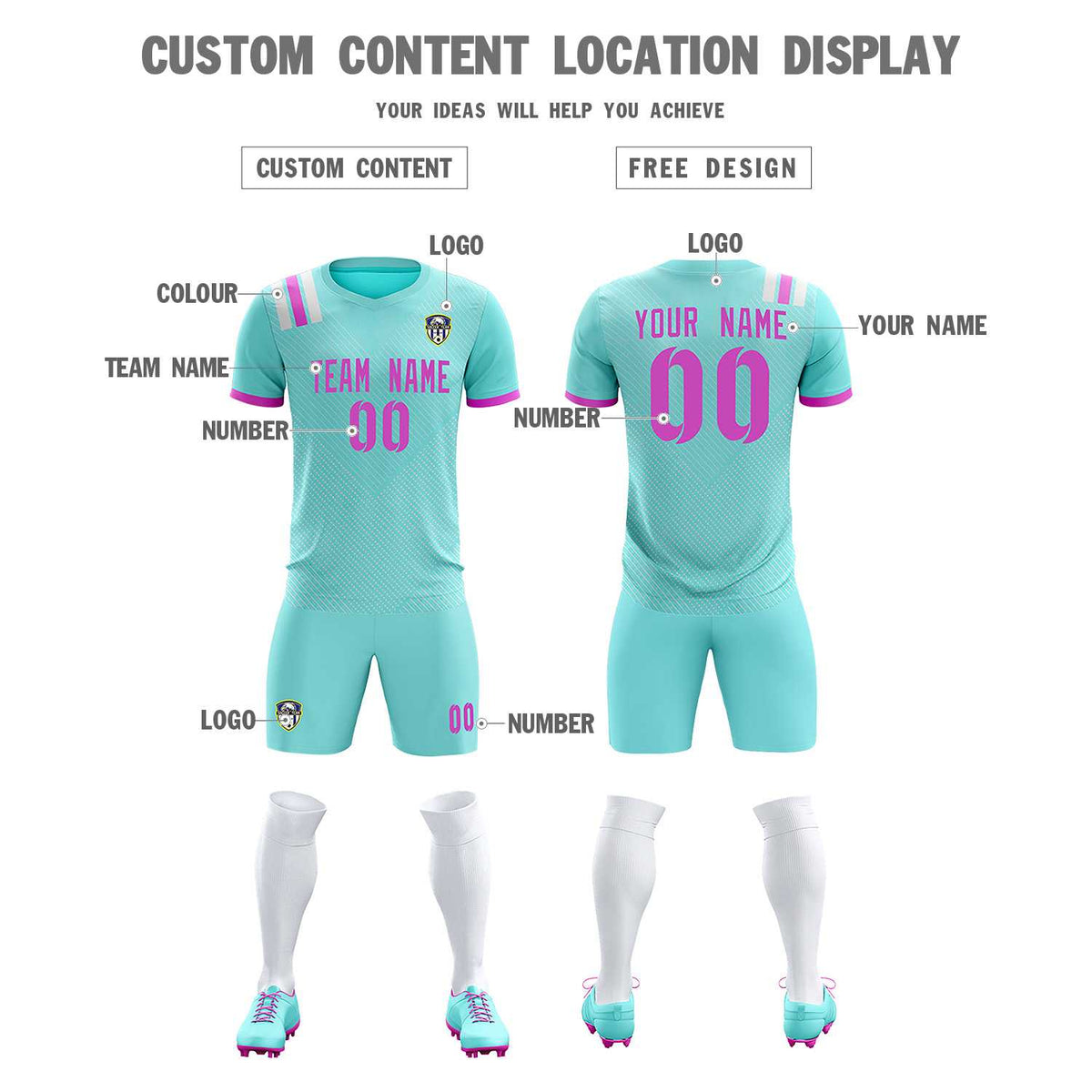 Custom Light Blue Striped Sportswear Soccer Tops/Sets Jersey For Adults