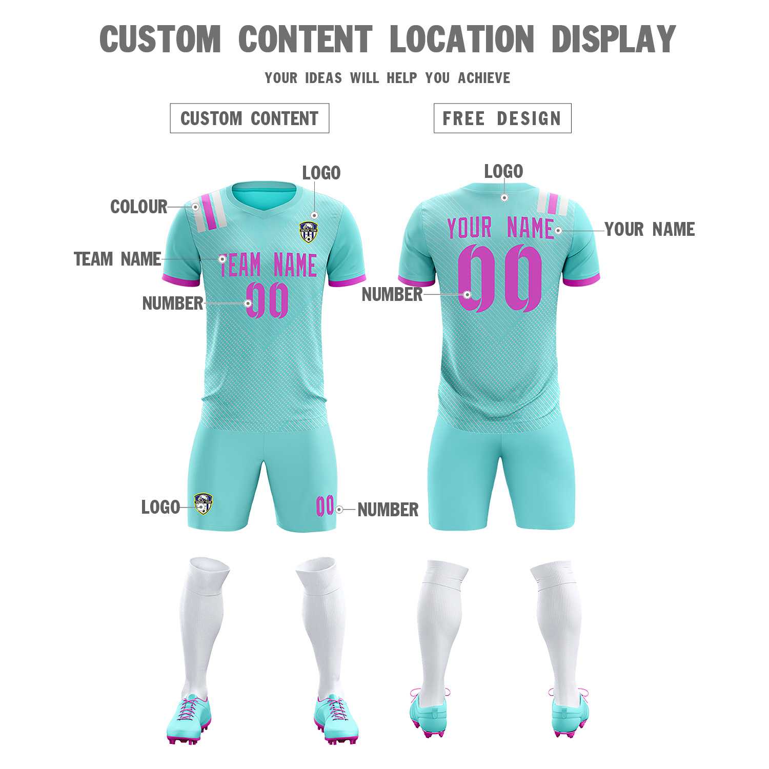 Custom Light Blue Striped Sportswear Soccer Tops/Sets Jersey For Adults