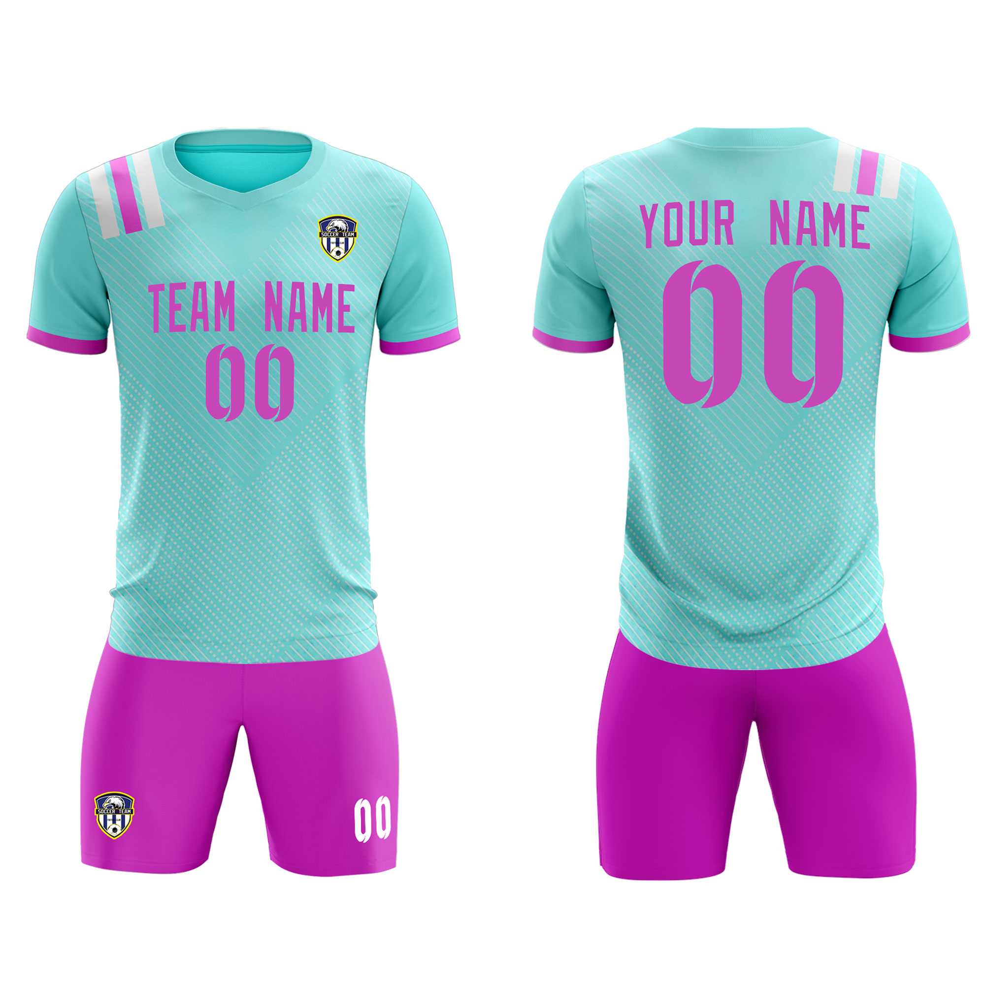 Custom Light Blue Striped Sportswear Soccer Tops/Sets Jersey For Adults