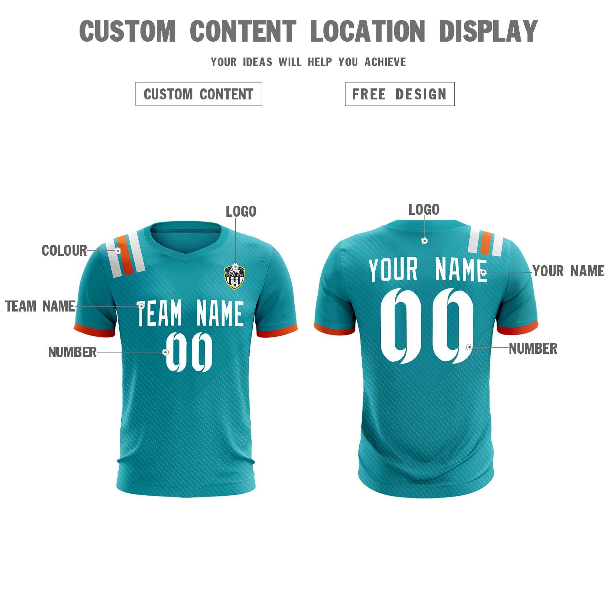 Custom Aqua Striped Sportswear Soccer Tops/Sets Jersey For Adults