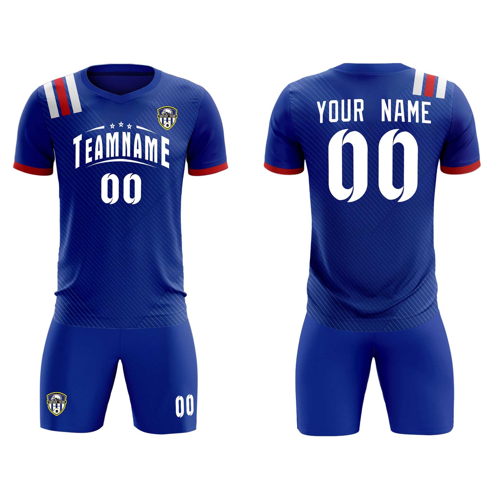 Custom Royal Striped Sportswear Soccer Tops/Sets Jersey For Adults