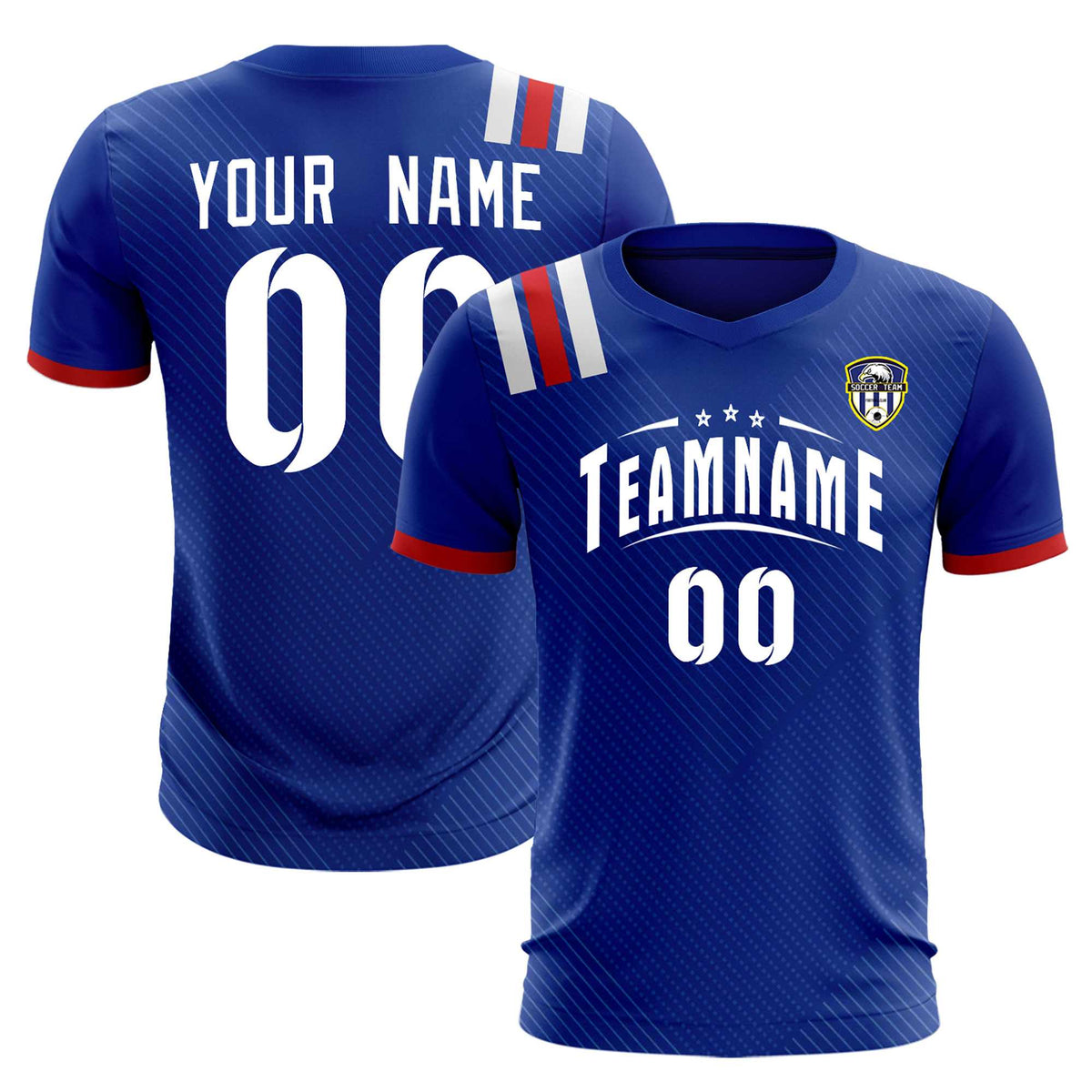Custom Royal Striped Sportswear Soccer Tops/Sets Jersey For Adults