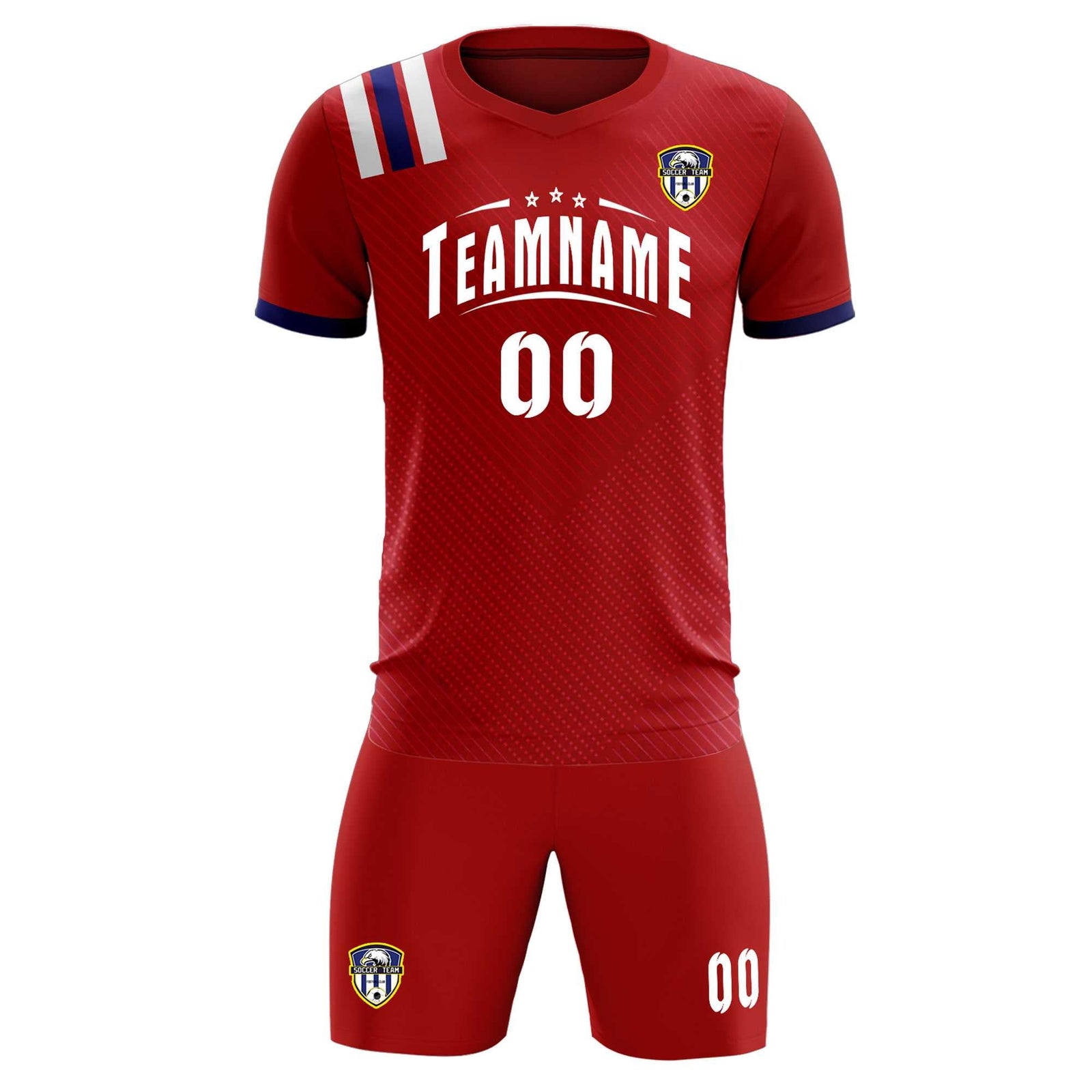 Custom Red Striped Sportswear Soccer Tops/Sets Jersey For Adults