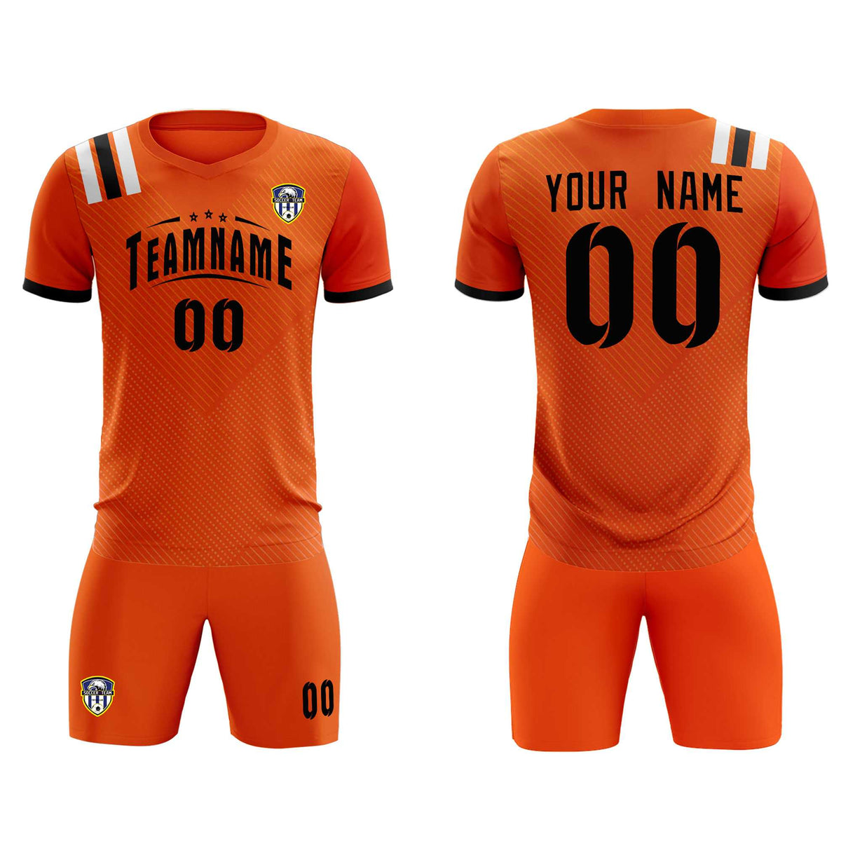 Custom Orange Striped Sportswear Soccer Tops/Sets Jersey For Adults