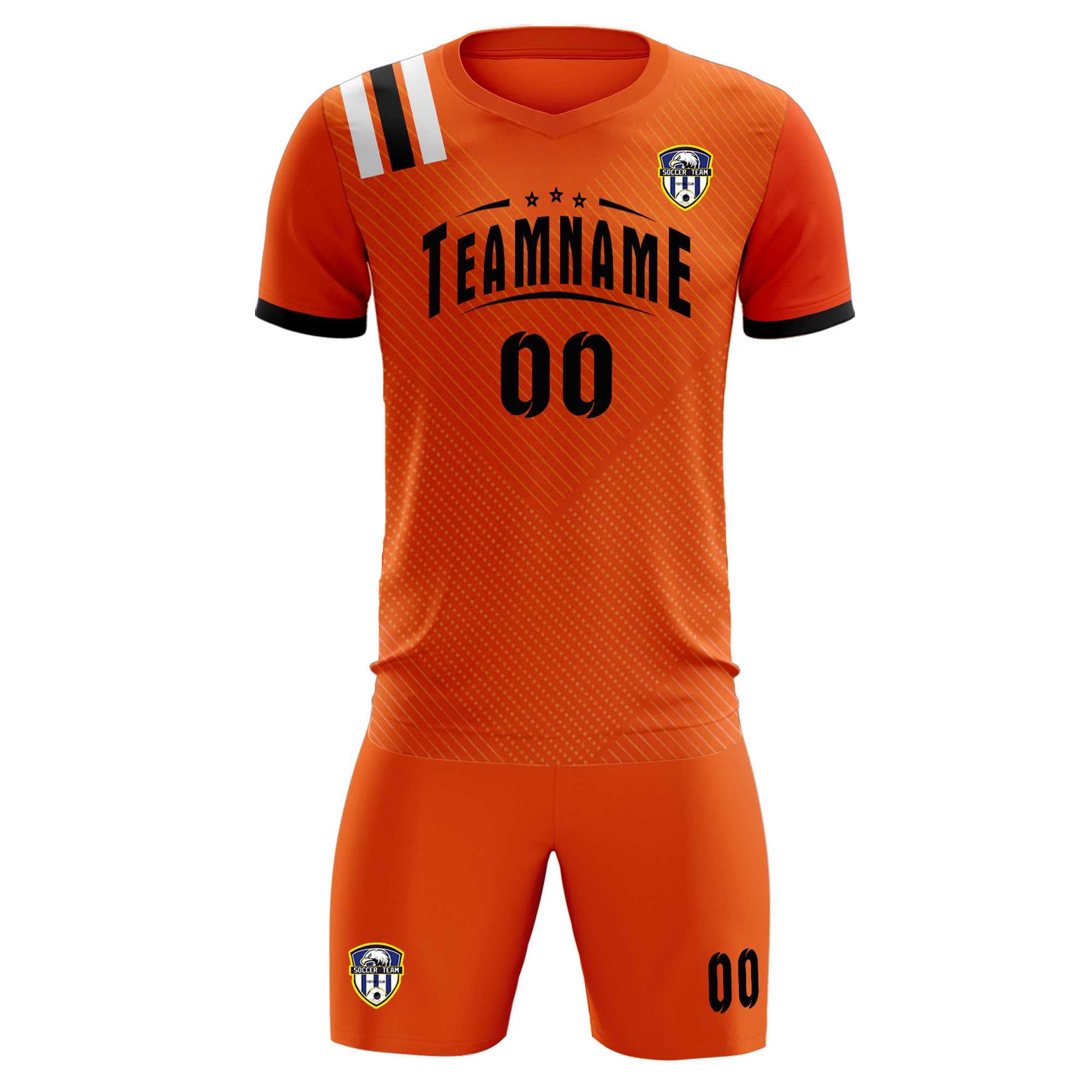 Custom Orange Striped Sportswear Soccer Tops/Sets Jersey For Adults