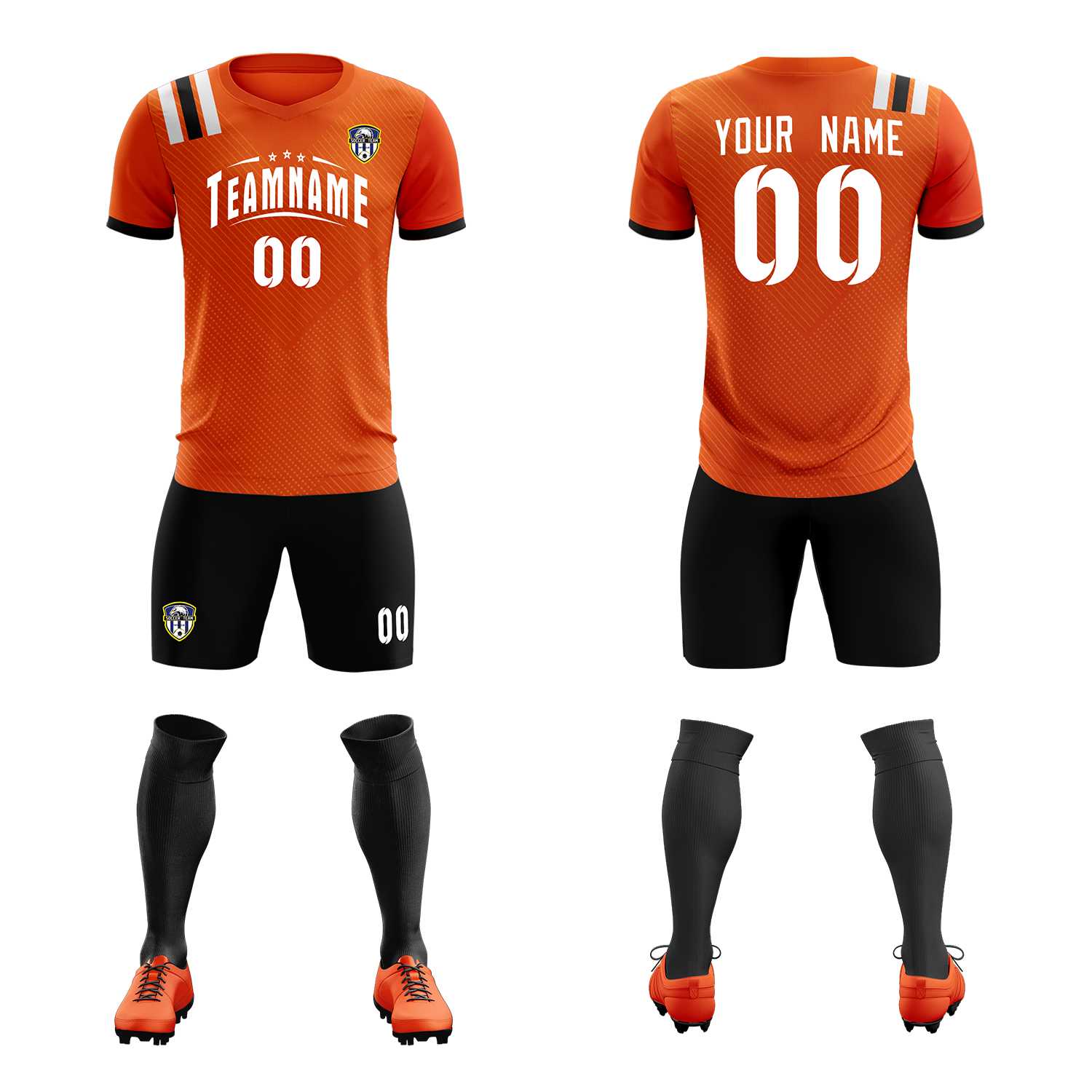 Custom Orange Striped Sportswear Soccer Tops/Sets Jersey For Adults
