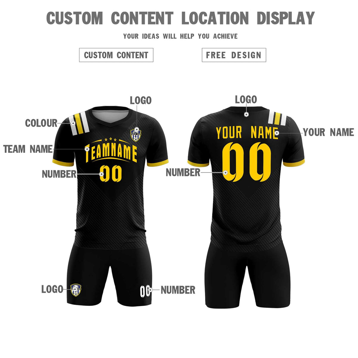 Custom Black Striped Sportswear Soccer Tops/Sets Jersey For Adults