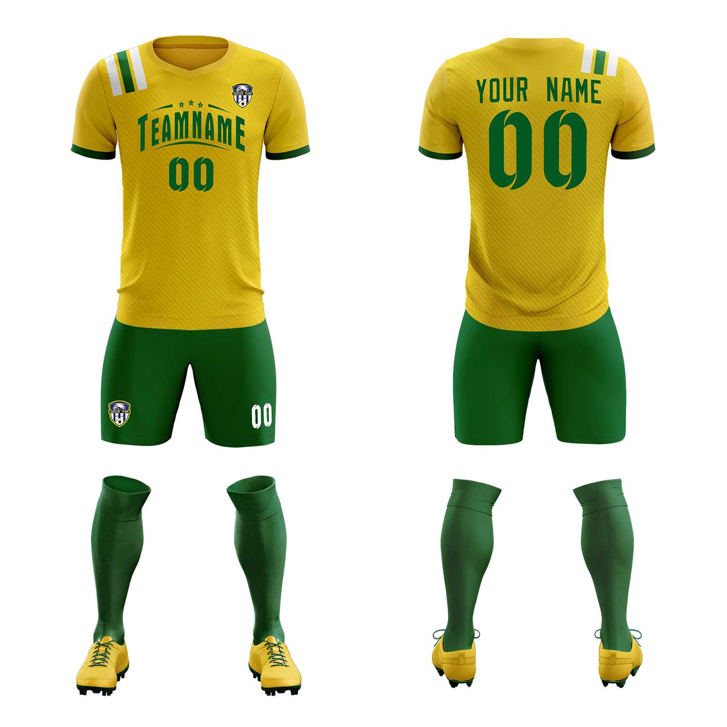 Custom Gold Striped Sportswear Soccer Tops/Sets Jersey For Adults